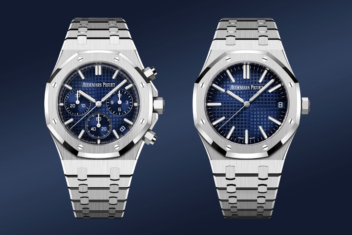 Audemars Piguet Quietly Drops Two Stunning White Gold Royal Oak Models in Smoked Blue