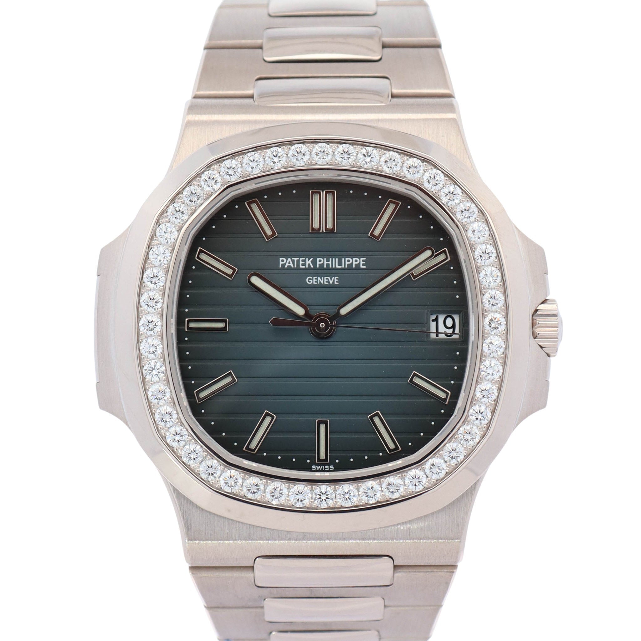 Patek Philippe Nautilus 40mm Blue Dial Watch Ref# 5713/1G-001 - Happy Jewelers Fine Jewelry Lifetime Warranty