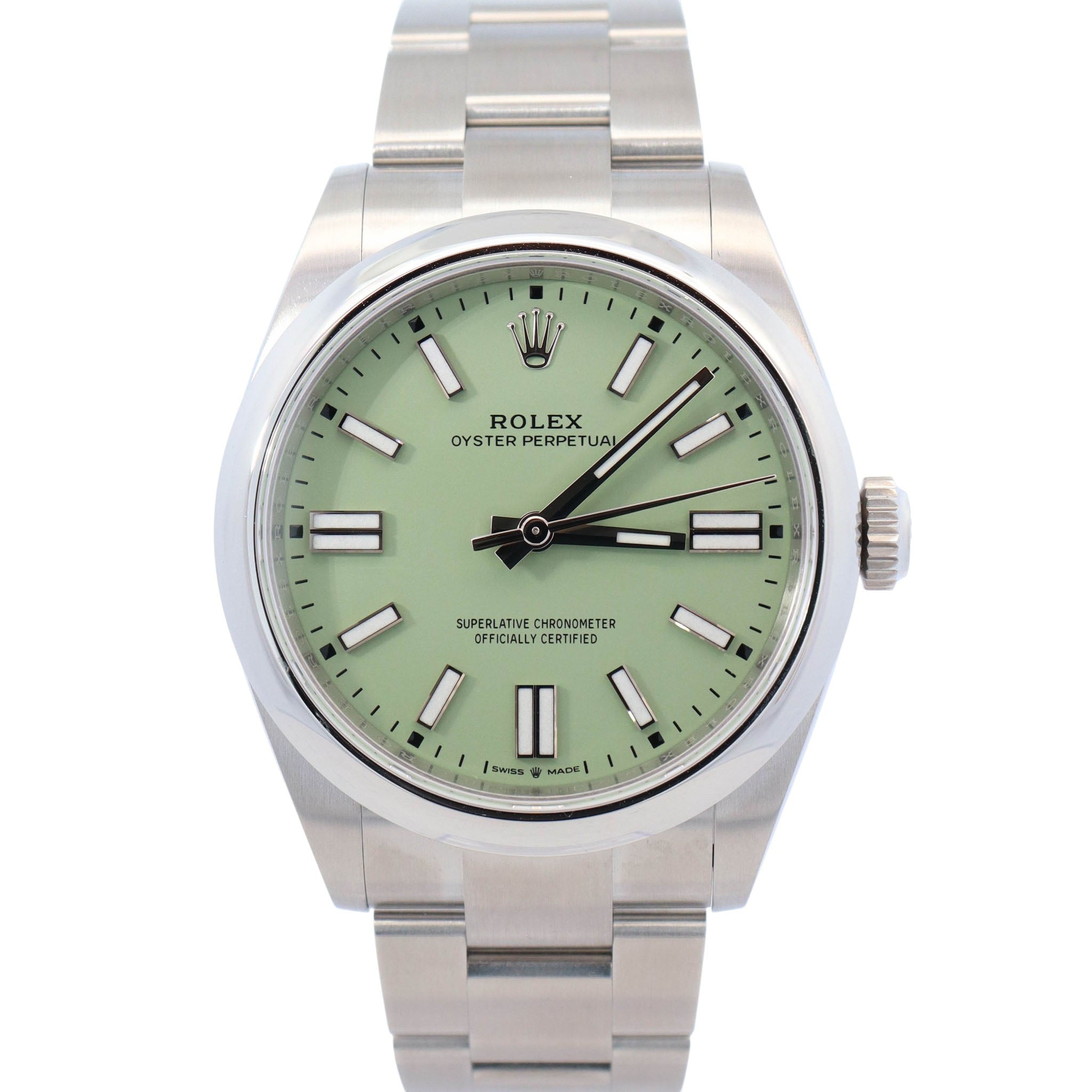 Rolex Oyster Perpetual 41mm Pistachio Dial Watch Ref# 134300 - Happy Jewelers Fine Jewelry Lifetime Warranty