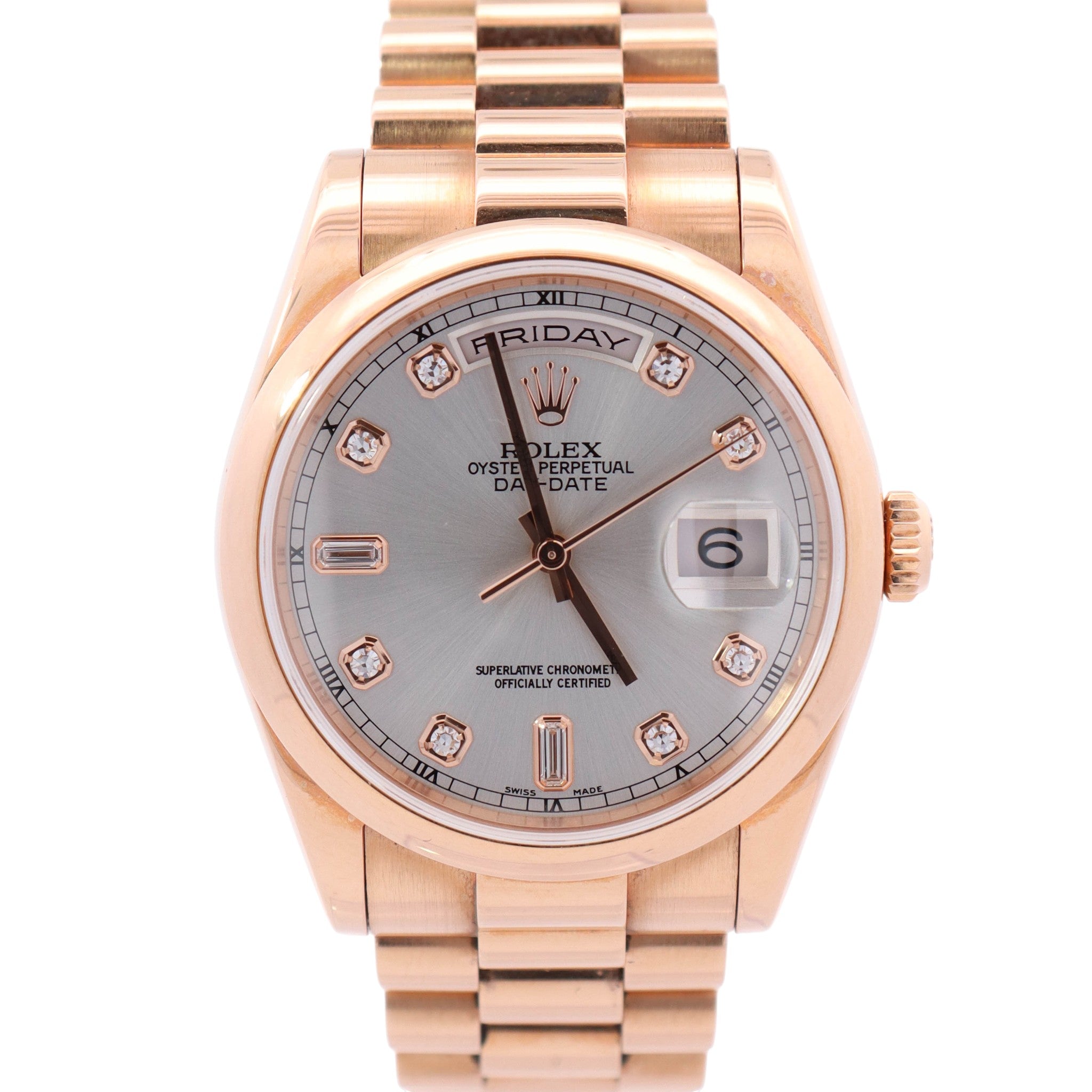 Rolex Day-Date 36mm Silver Dial Watch Ref# 118205