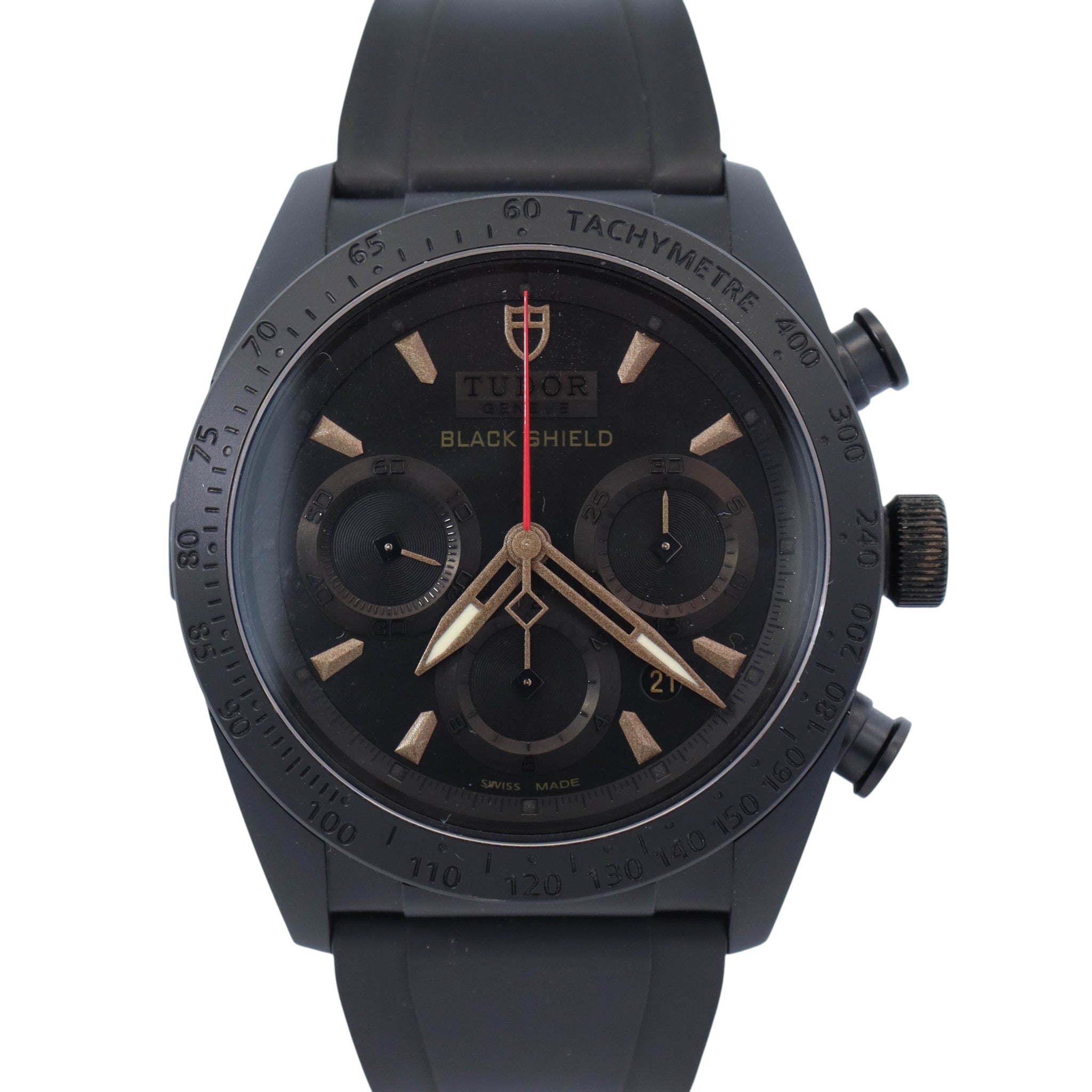 Tudor Black Shied Chronograph 42mm Red Dial Watch Ref# 42000CN-0005