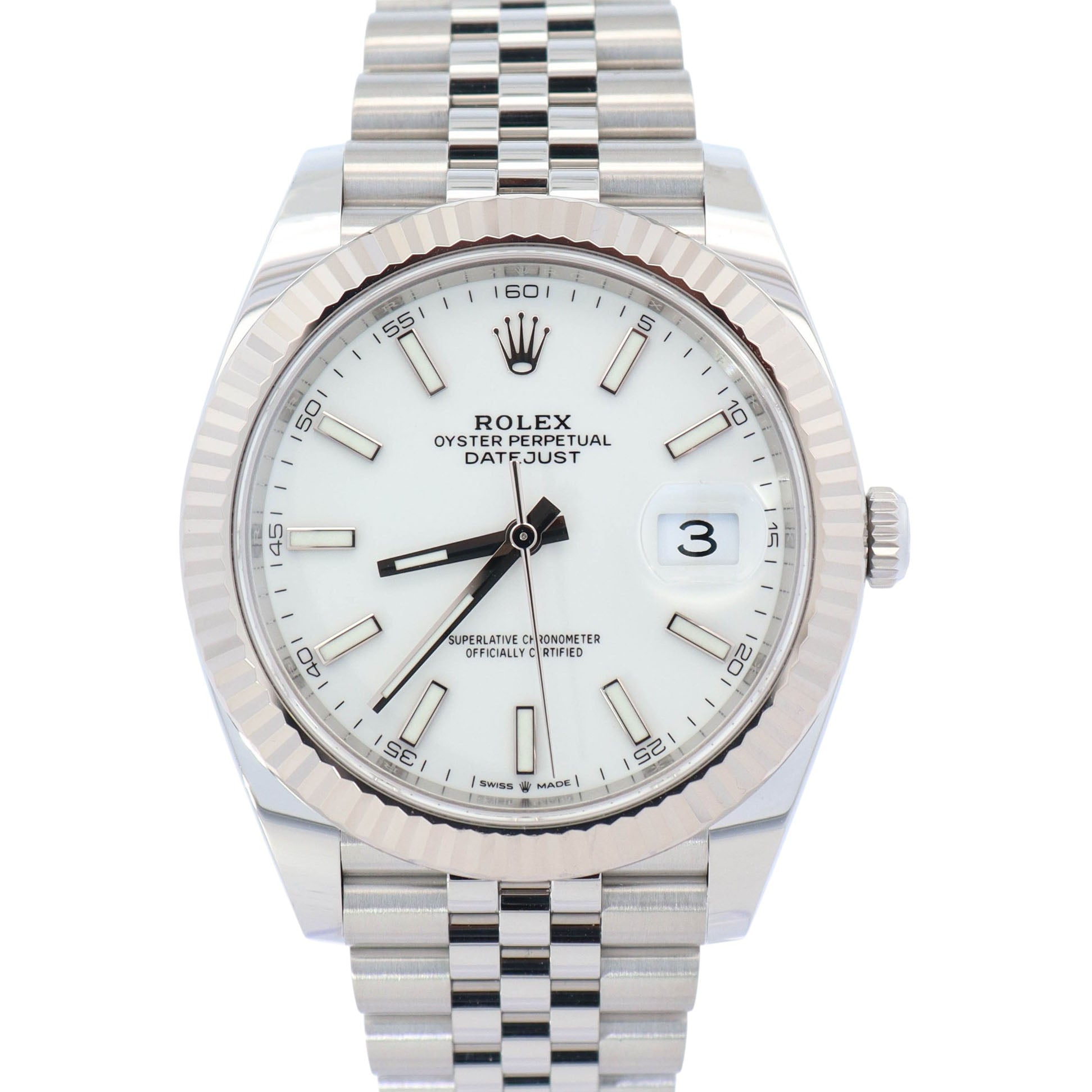 Rolex Datejust 41mm White Dial Watch Ref# 126334 - Happy Jewelers Fine Jewelry Lifetime Warranty