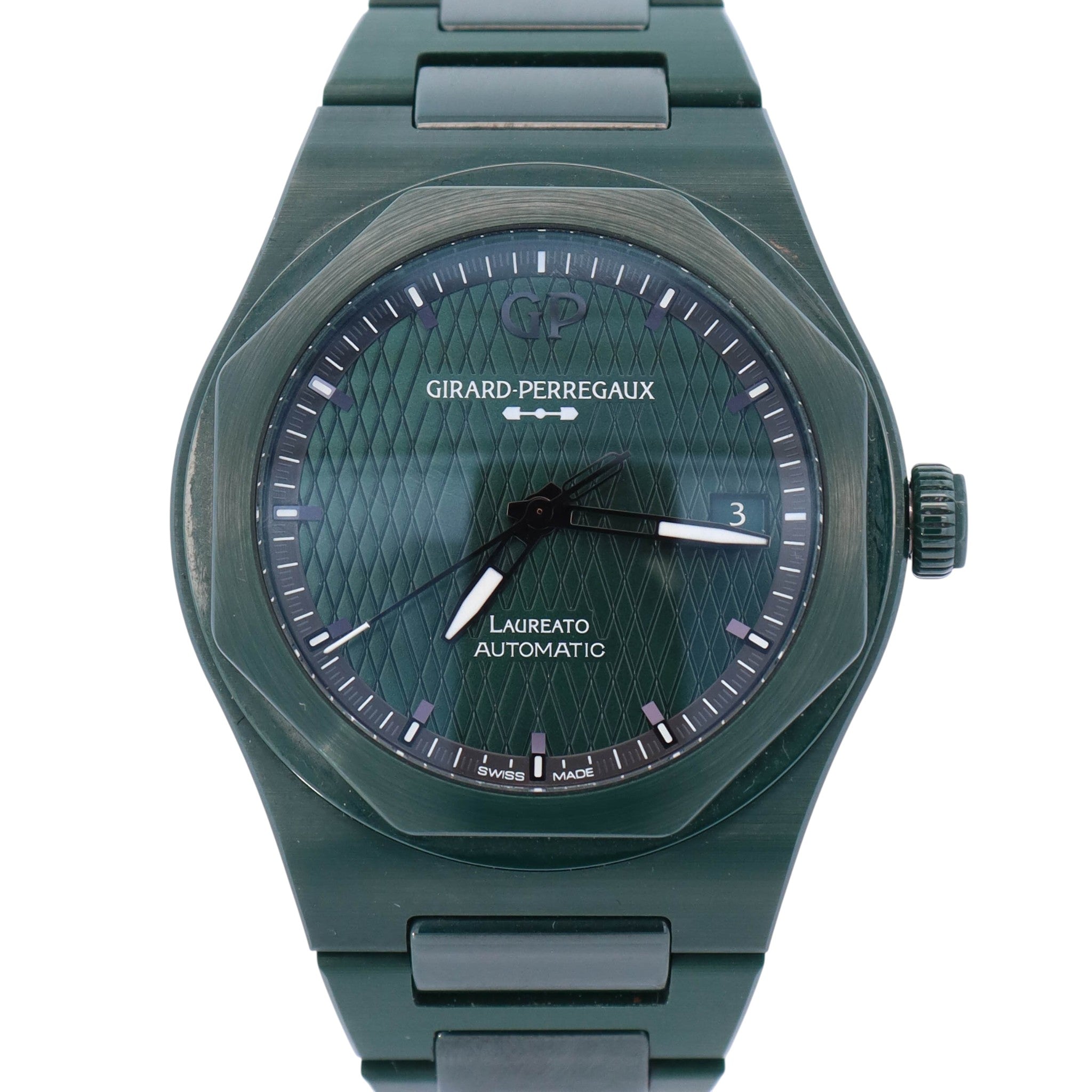 Girard Perregaux Laureato 38mm Green Dial Watch Ref# 81005-32-3080-1CX