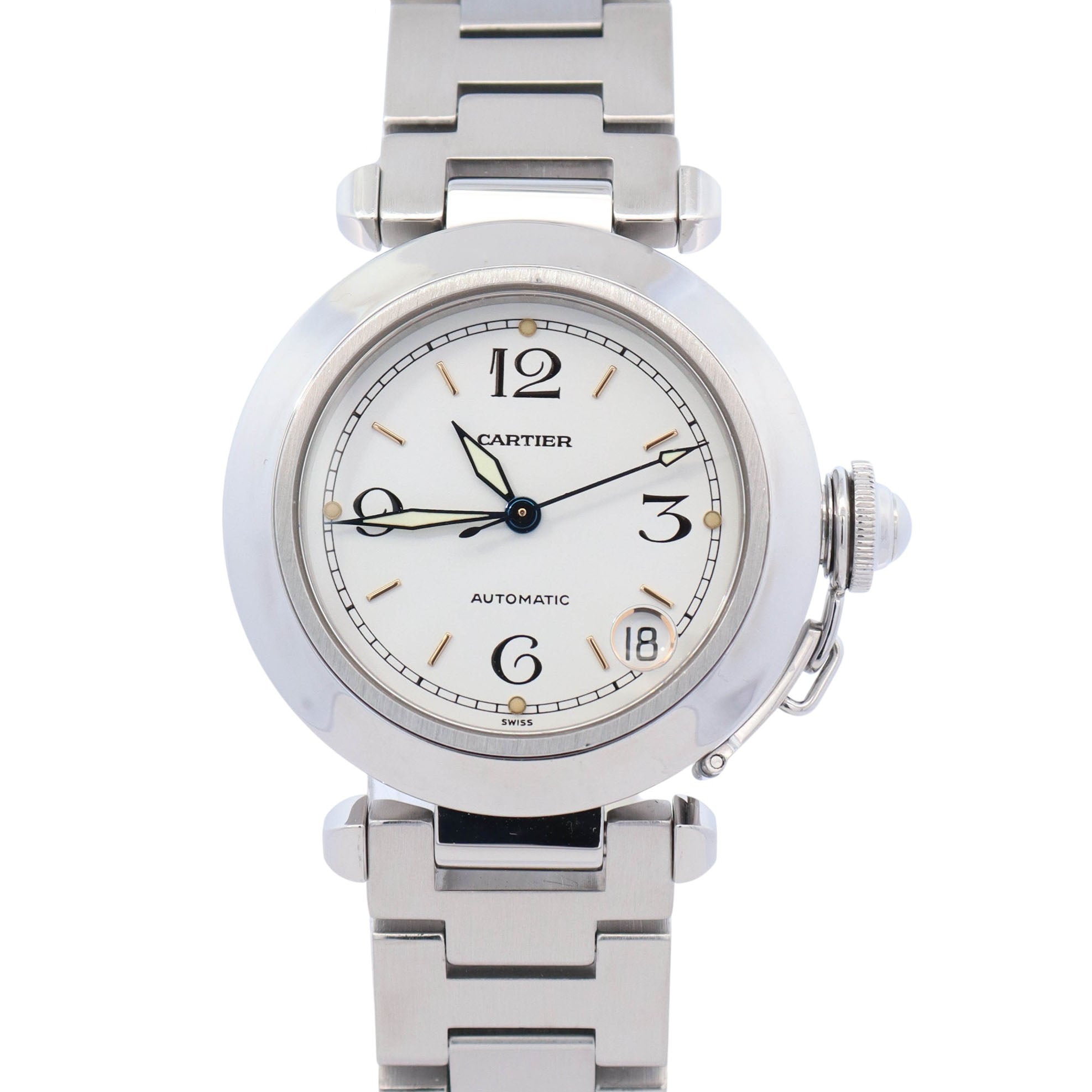 Cartier Pasha 35mm White Dial Watch Ref# W31015M7