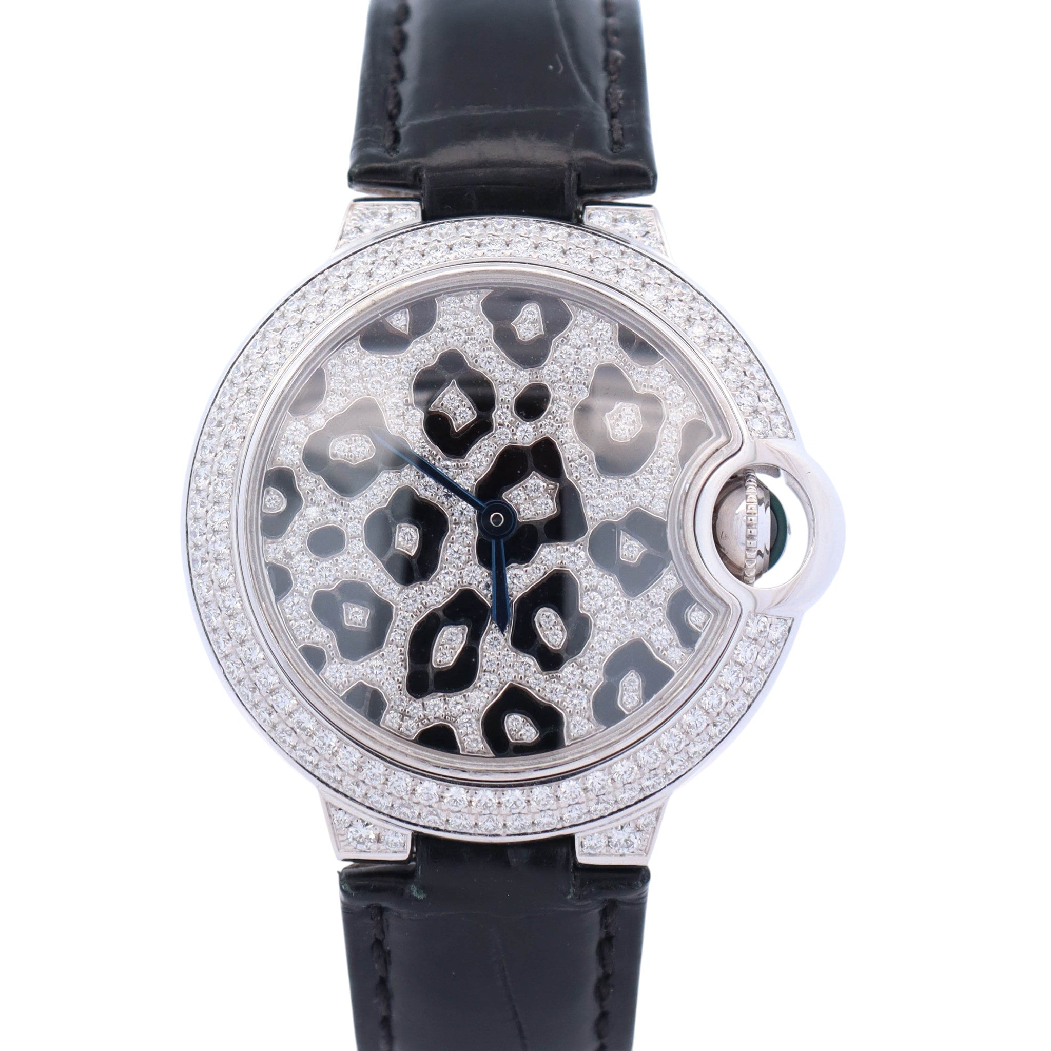 Cartier Ballon Bleu 33mm Pave Dial Watch Ref# HPI01064