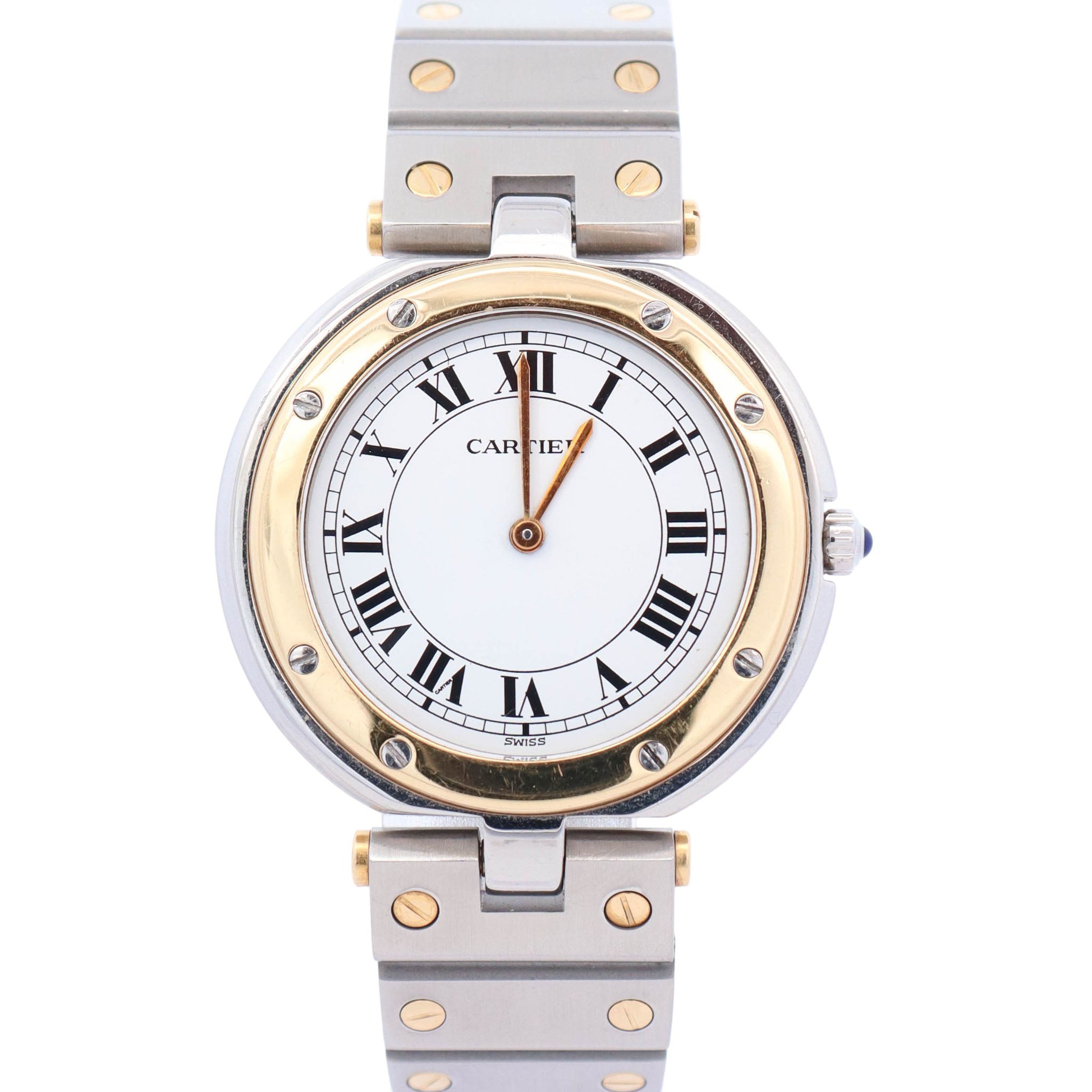 Cartier Santos Ronde 33mm White Dial Watch Ref# 8191 - Happy Jewelers Fine Jewelry Lifetime Warranty