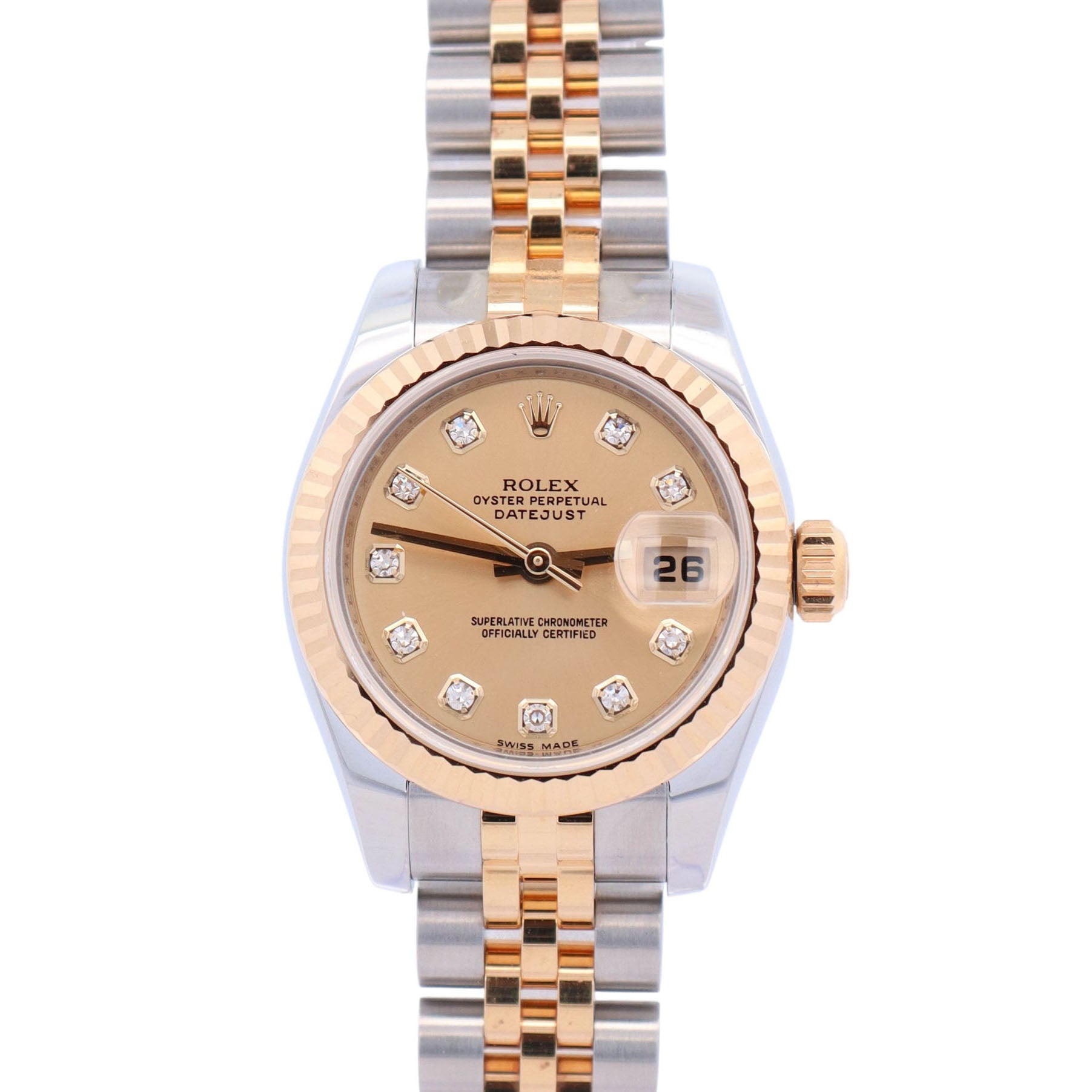 Rolex Datejust 26mm Champagne Dial Watch Ref# 179173
