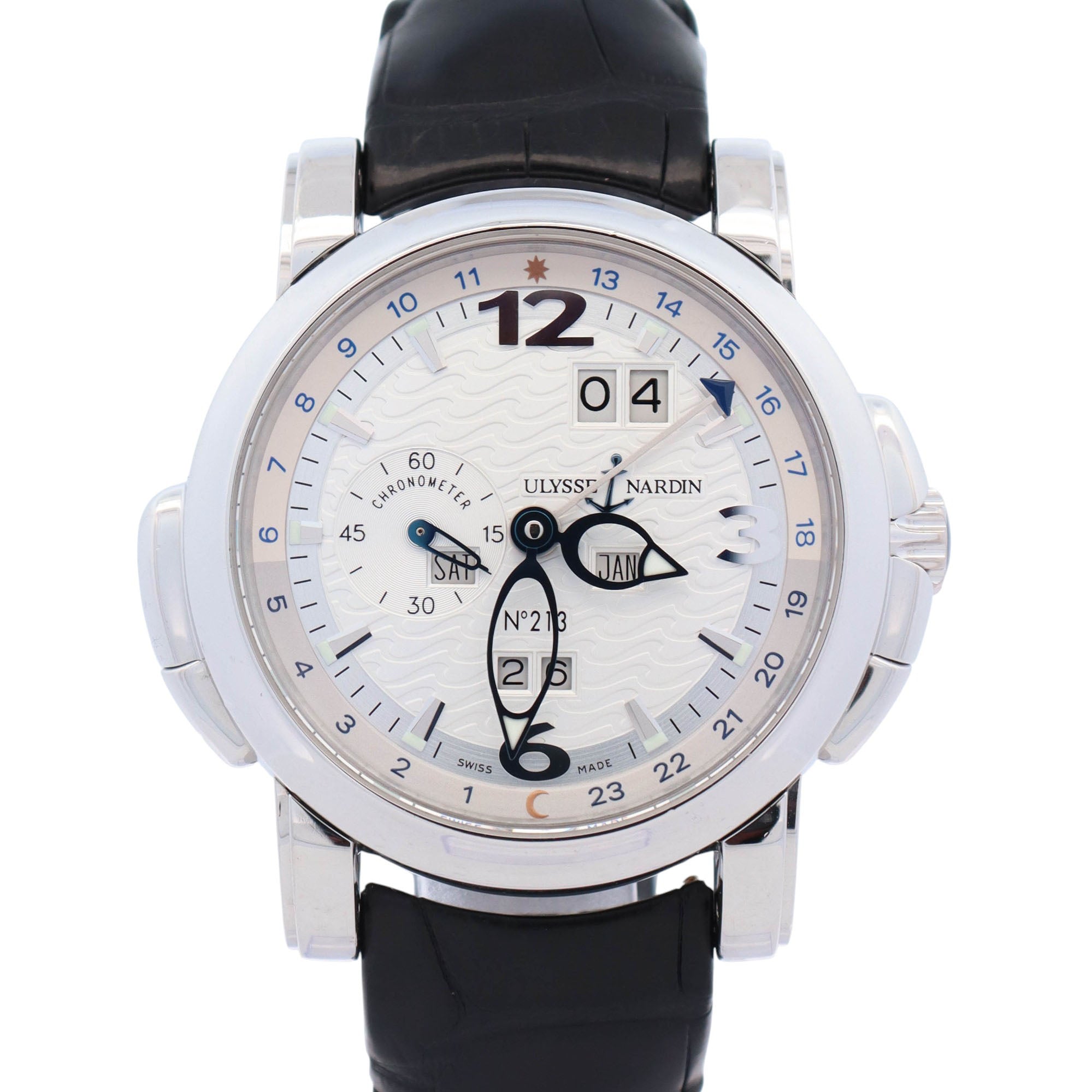 Ulysse Nardin GMT 40mm White Dial Watch Ref# 329-60 – Happy Jewelers