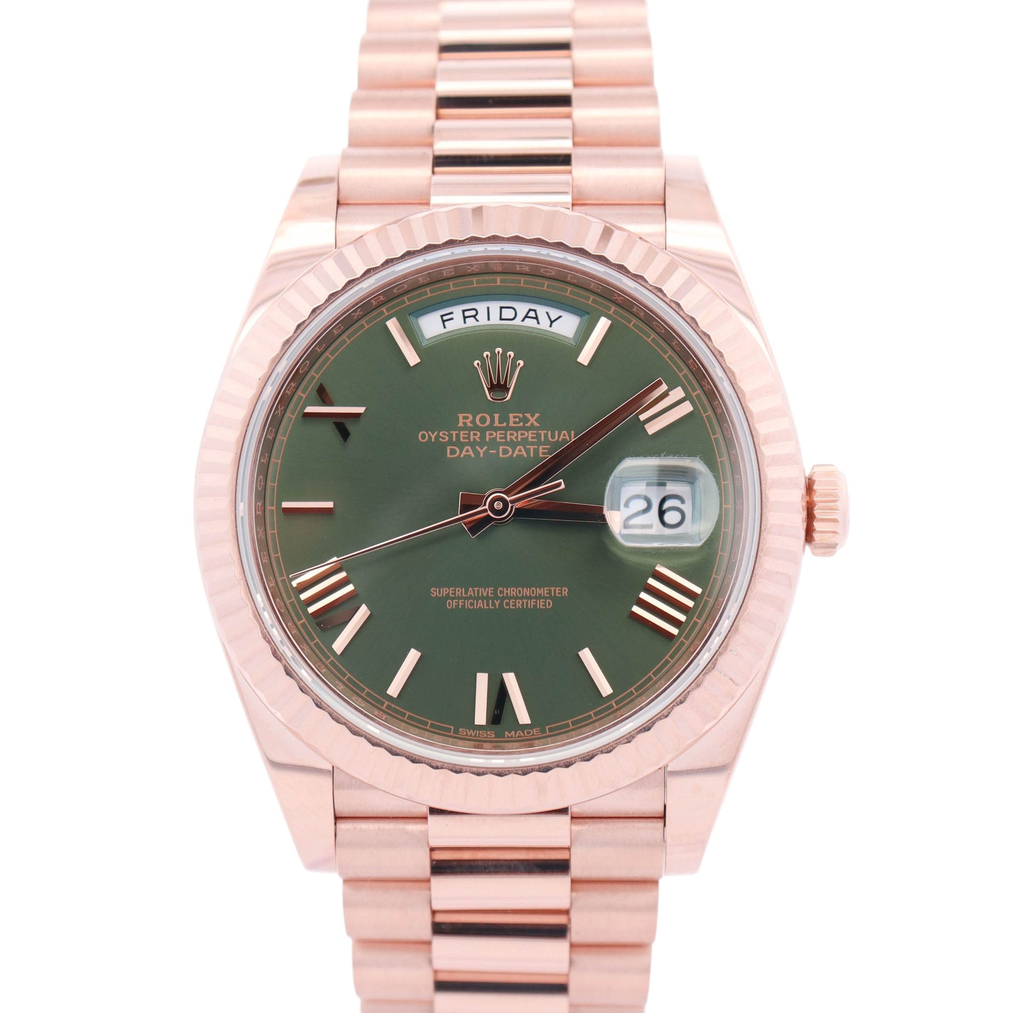 Rolex Day-Date 40mm Olive Dial Watch Ref# 228235