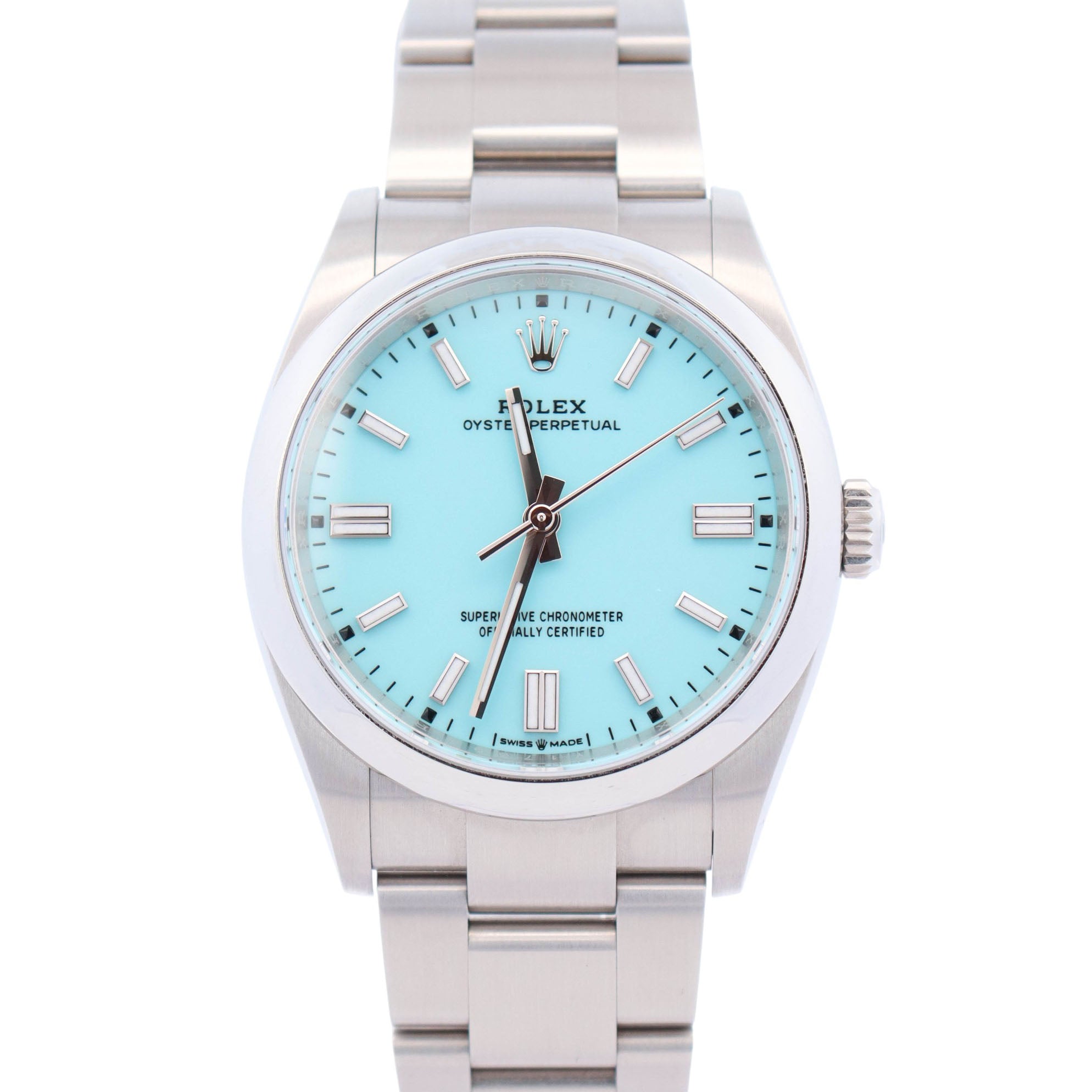 Rolex Oyster Perpetual 36mm Tiffany Dial Watch Ref# 126000 – Happy