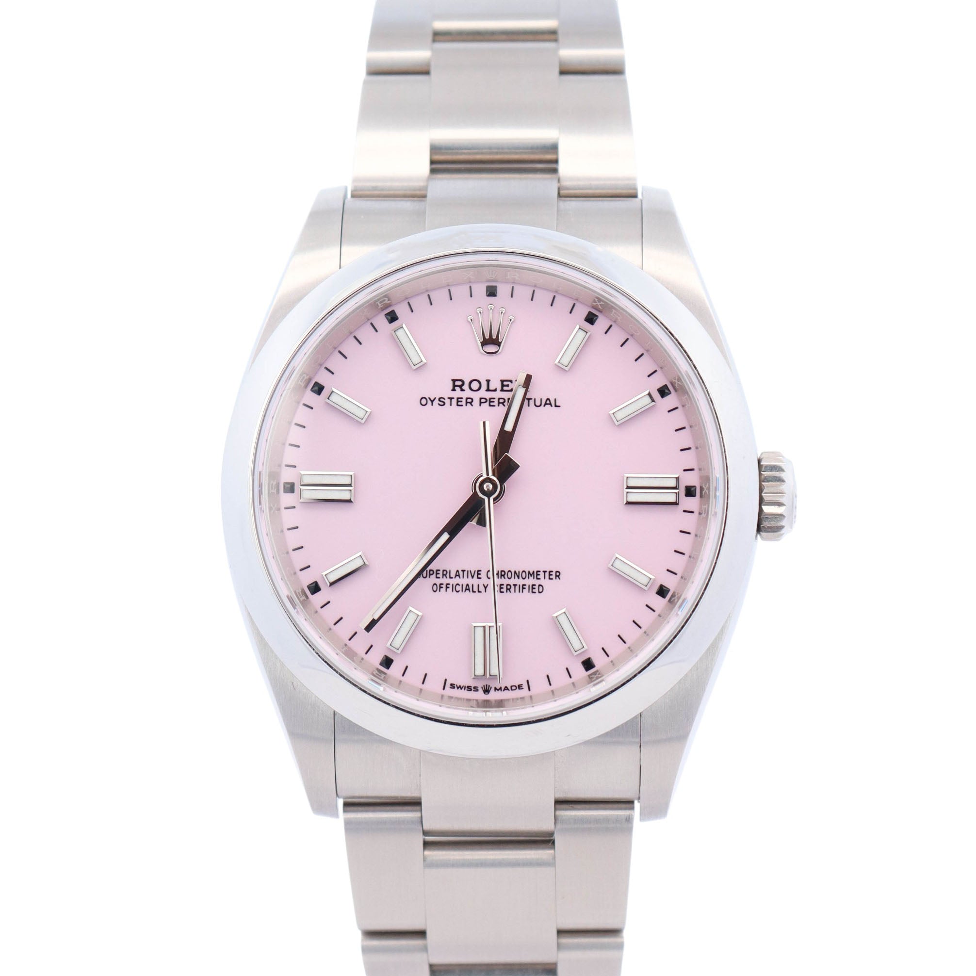 Rolex Oyster Perpetual 36mm Pink Dial Watch Ref# 126000 - Happy Jewelers Fine Jewelry Lifetime Warranty