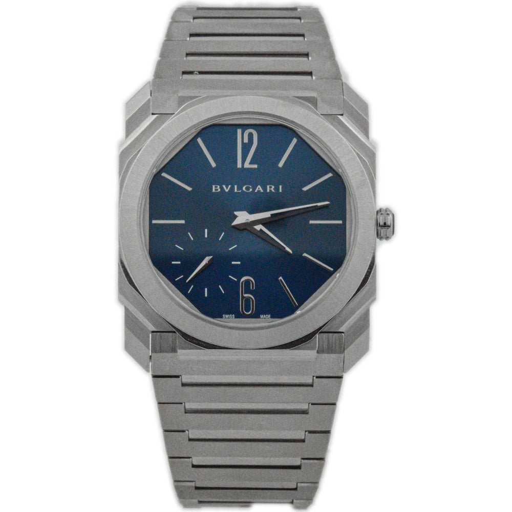Bvlgari Octo Finissimo Stainless Steel 40mm Blue Stick Arabic