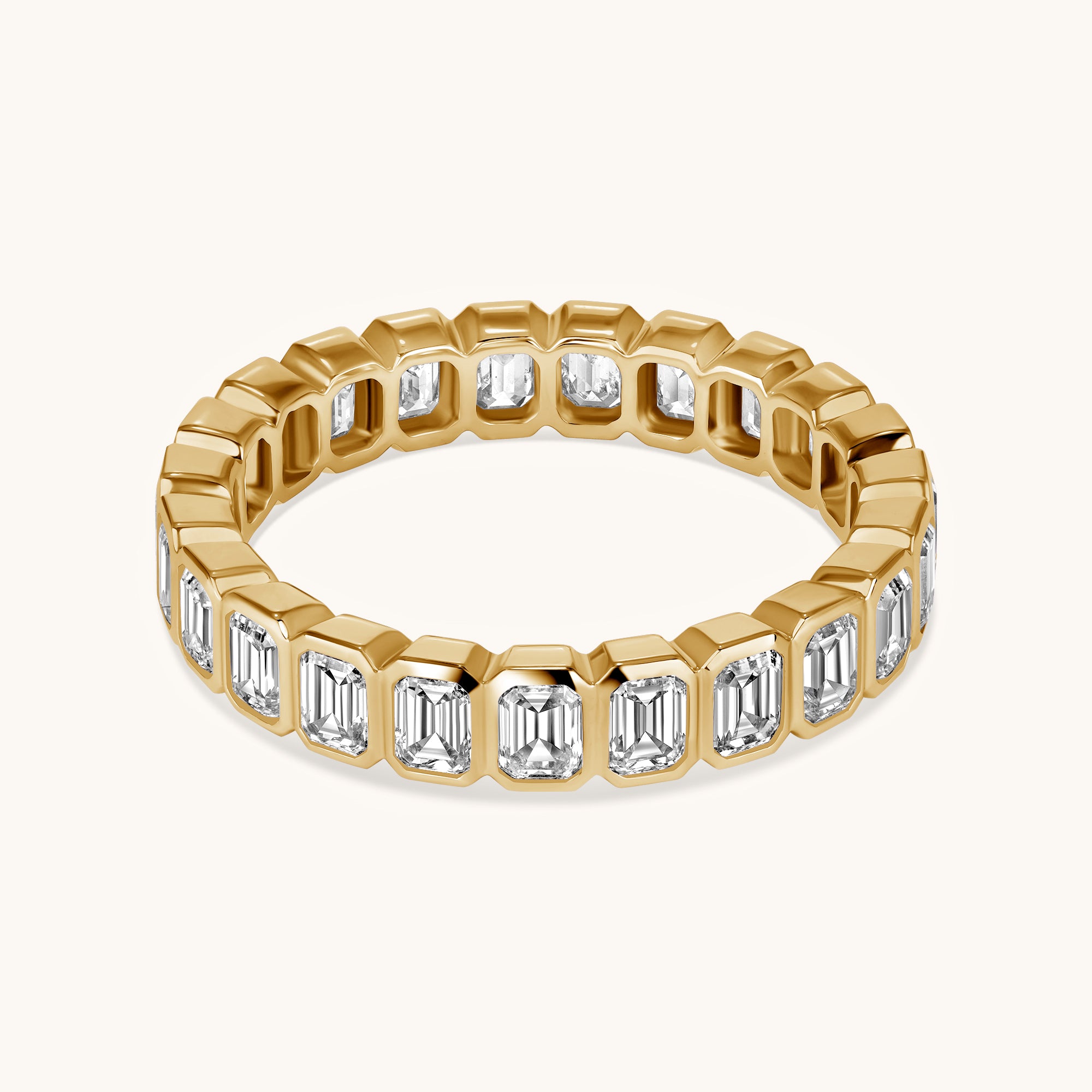 Bezel Set Emerald Lab Diamond Eternity Band