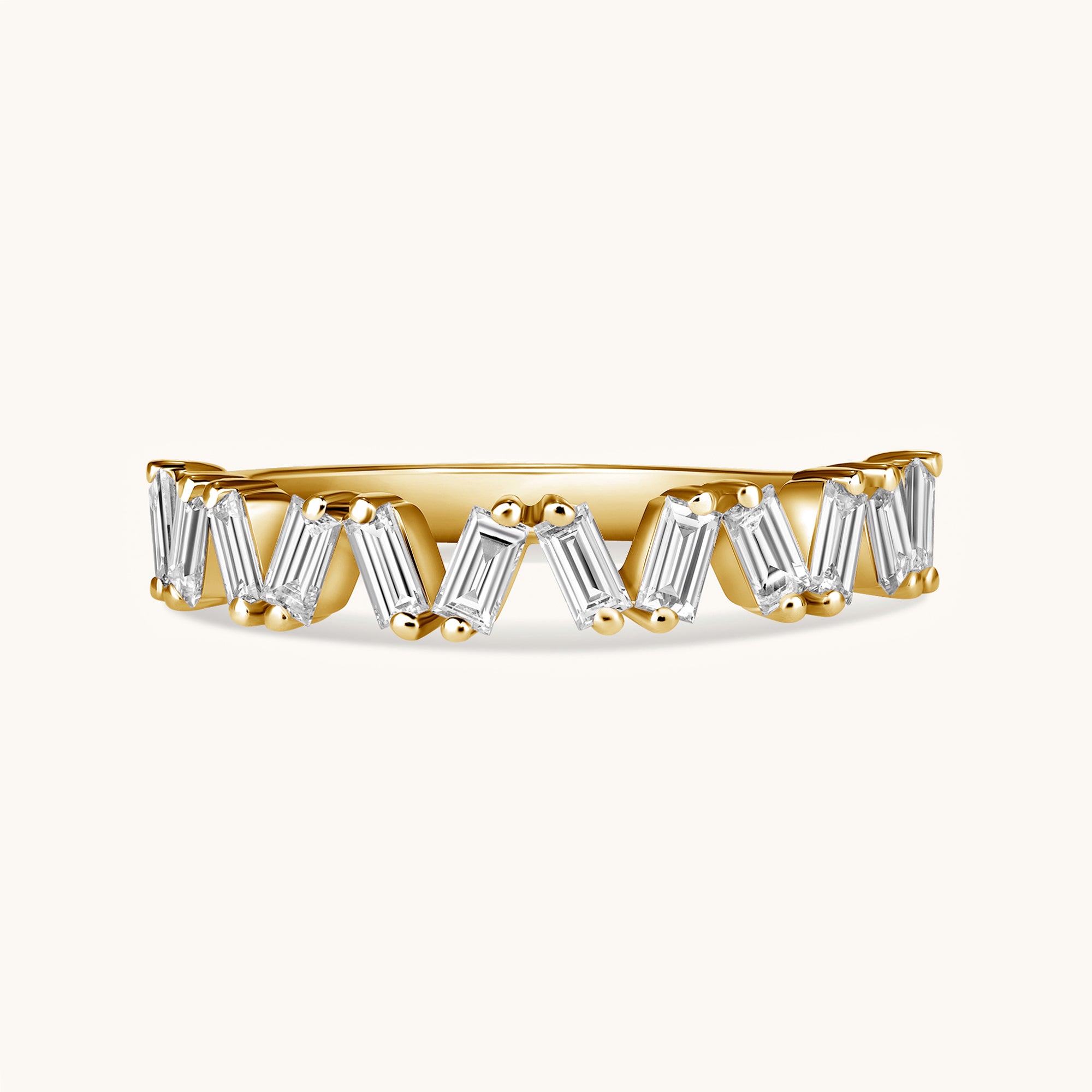 Slanted Baguette Diamond Halfway Band