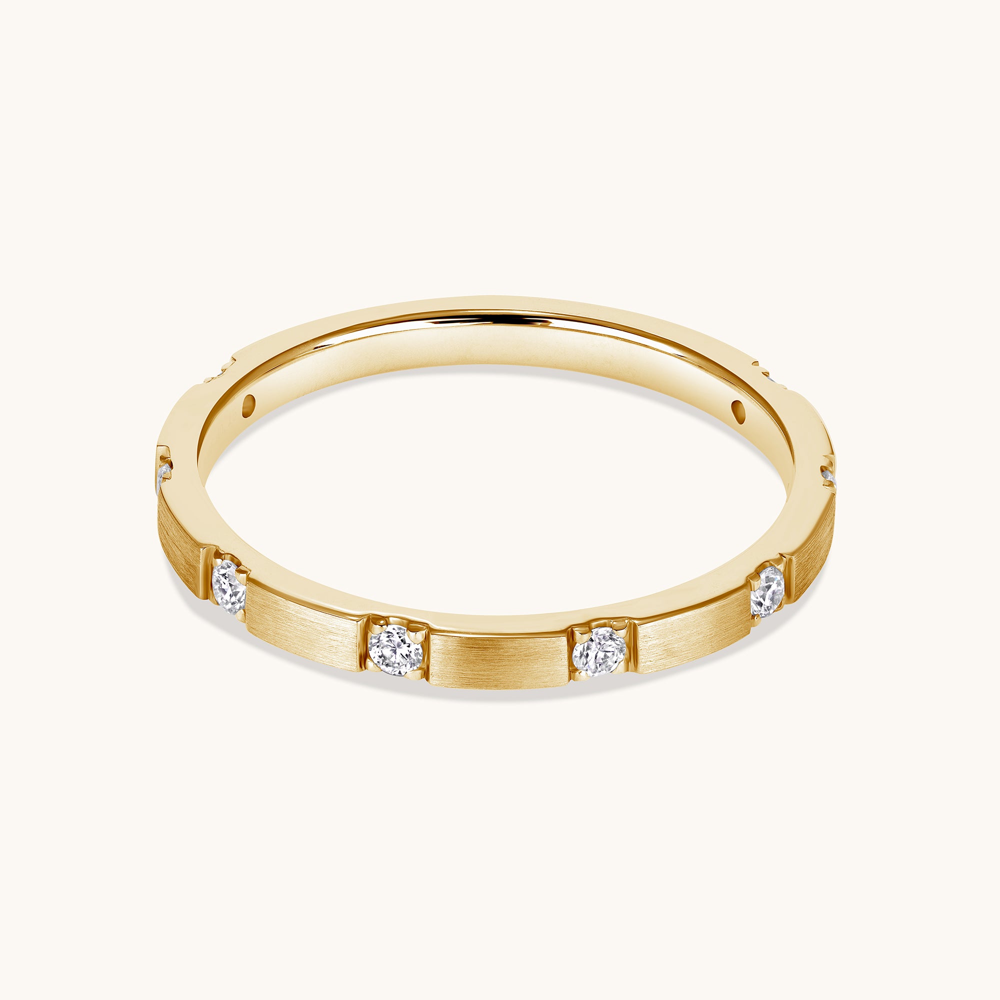 Thin Brushed Diamond Band