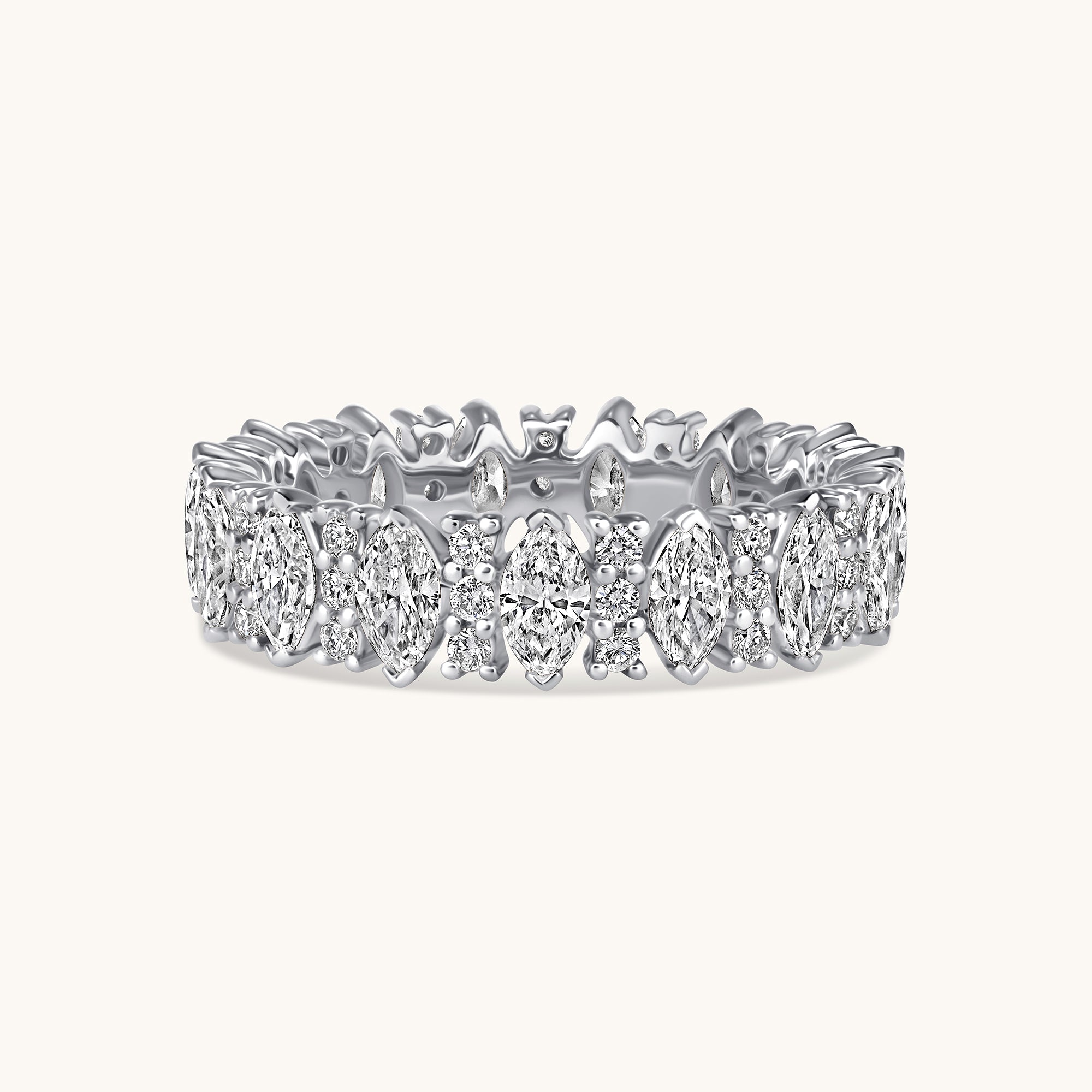 Marquise + Round Lab Diamond Eternity Band - Happy Jewelers Fine Jewelry Lifetime Warranty
