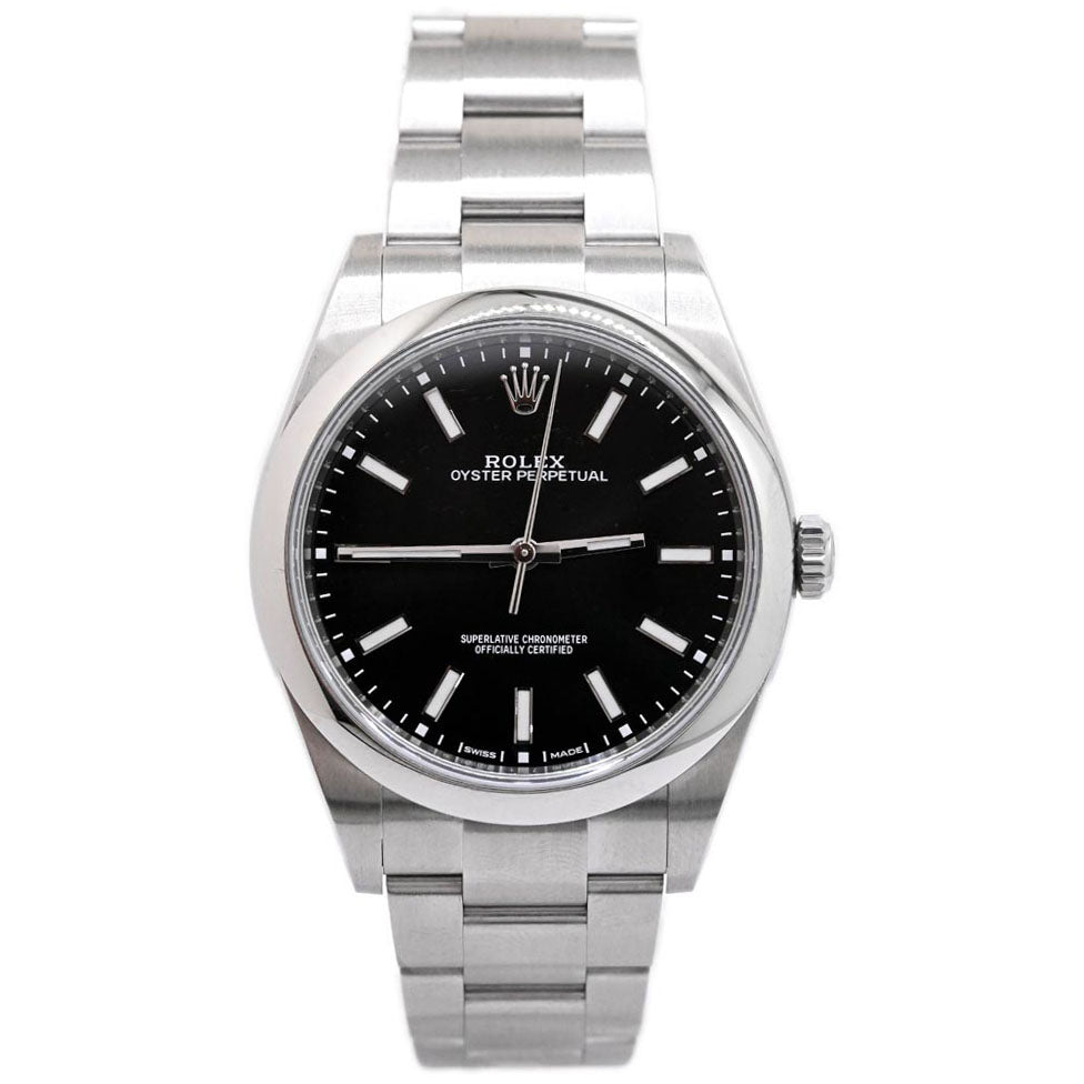 Rolex Oyster Perpetual 39mm Black Dial Watch Ref# 114300 - Happy Jewelers Fine Jewelry Lifetime Warranty