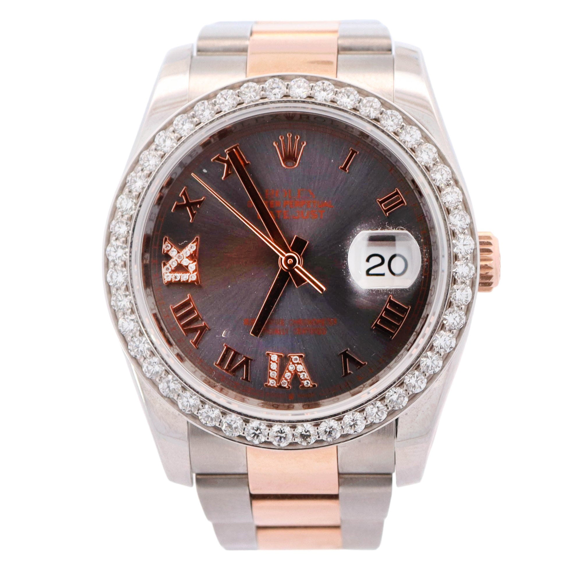 Rolex Datejust 36mm Everose Gold Rhodium Roman Dial Watch Reference# 116201 - Happy Jewelers Fine Jewelry Lifetime Warranty