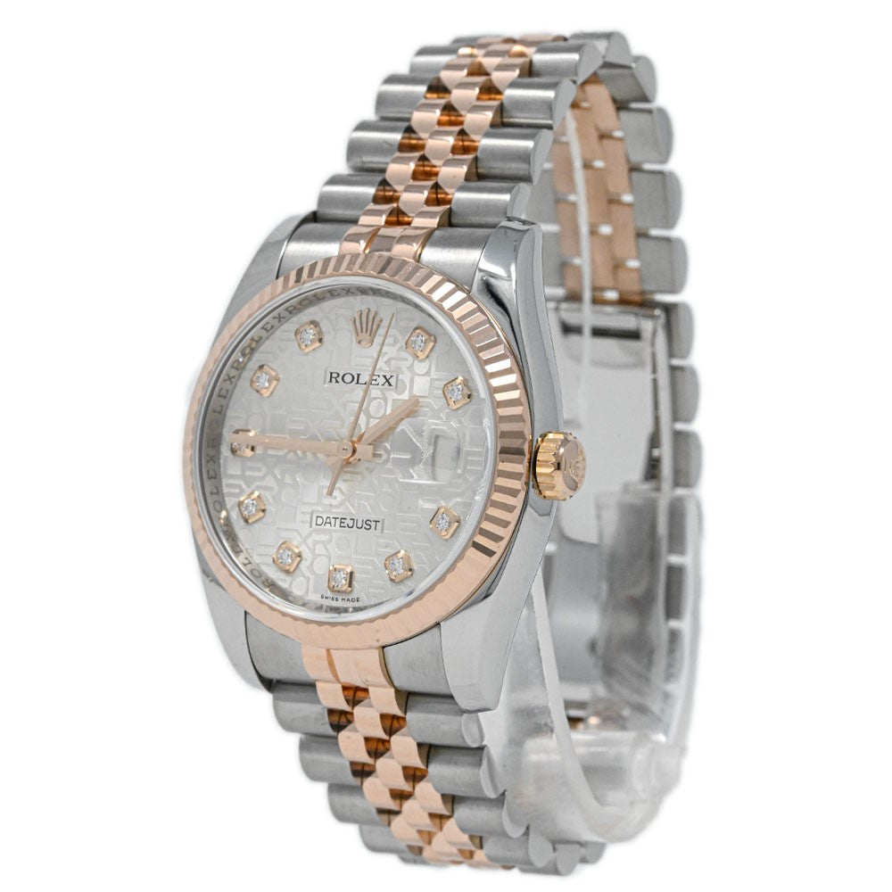Rolex Datejust 36mm Rose Gold & Staiinless Steel Pink Jubilee Diamond Dial Watch Reference#: 116231 - Happy Jewelers Fine Jewelry Lifetime Warranty