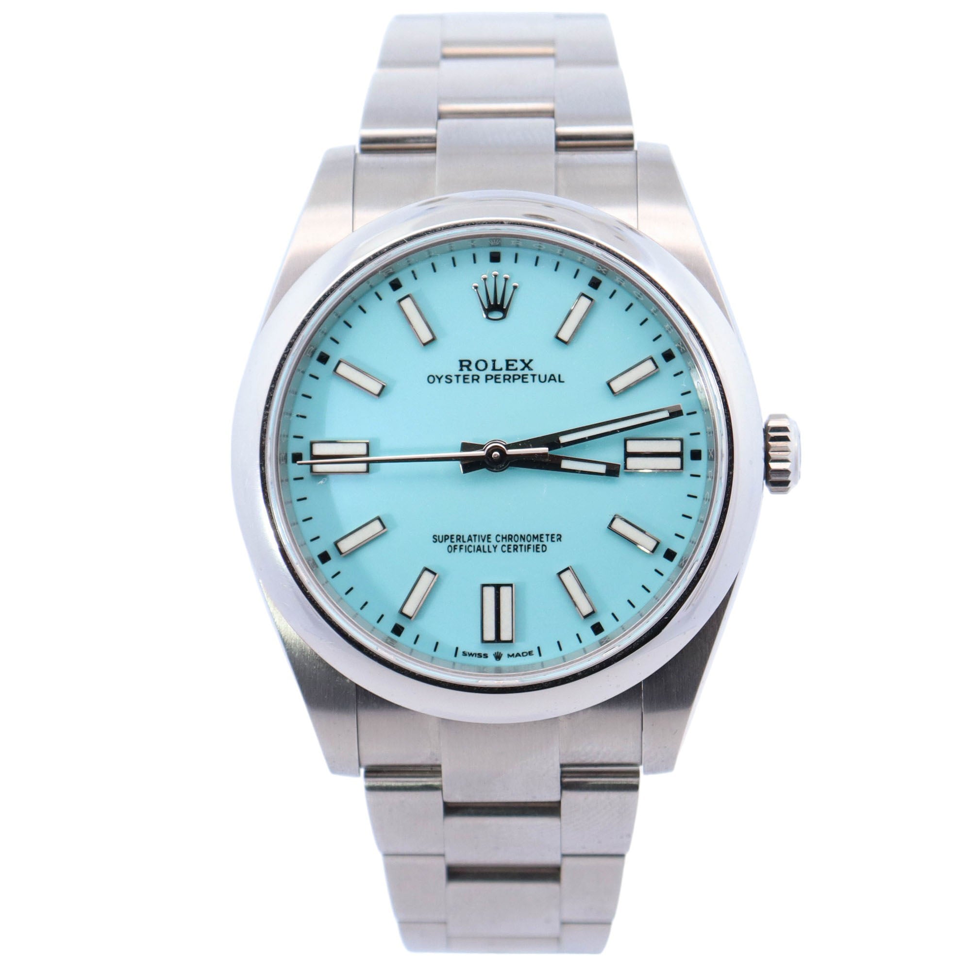 Rolex Oyster Perpetual 41mm Tiffany Dial Watch Ref# 124300 - Happy Jewelers Fine Jewelry Lifetime Warranty