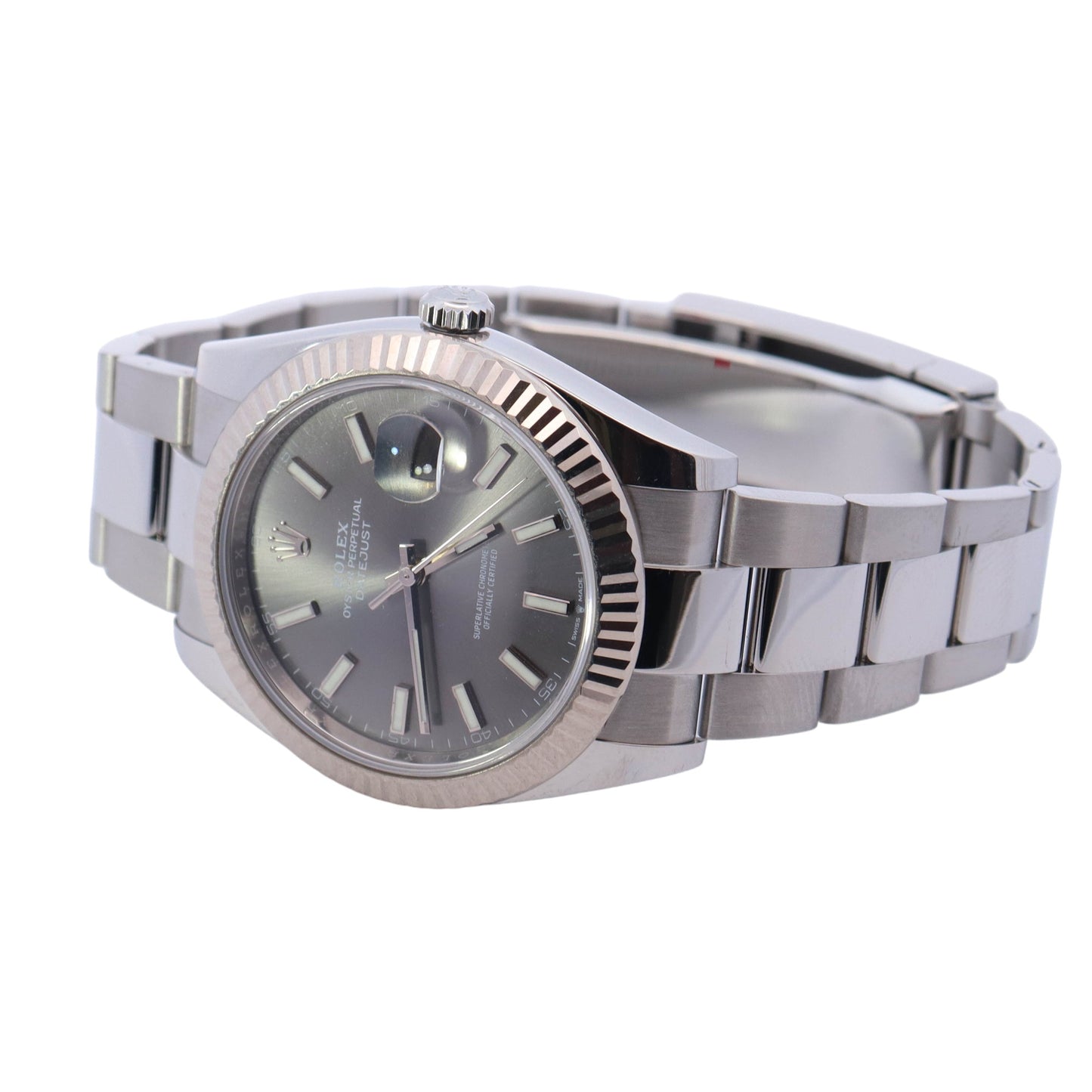Rolex Datejust Stainless Steel 41mm Rhodium Stick Dial Watch Reference# 126234