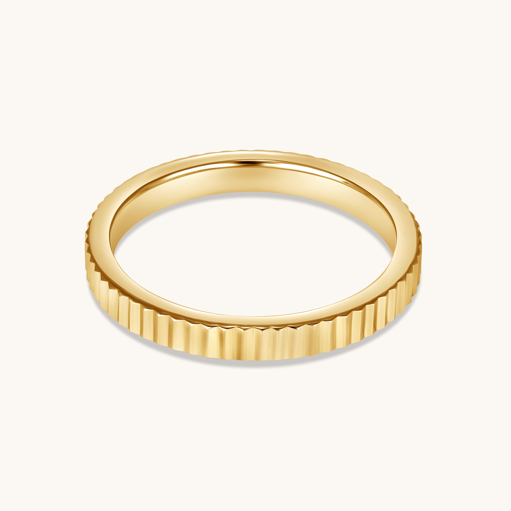 Solid Gold Fluted Band - Happy Jewelers Fine Jewelry Lifetime Warranty
