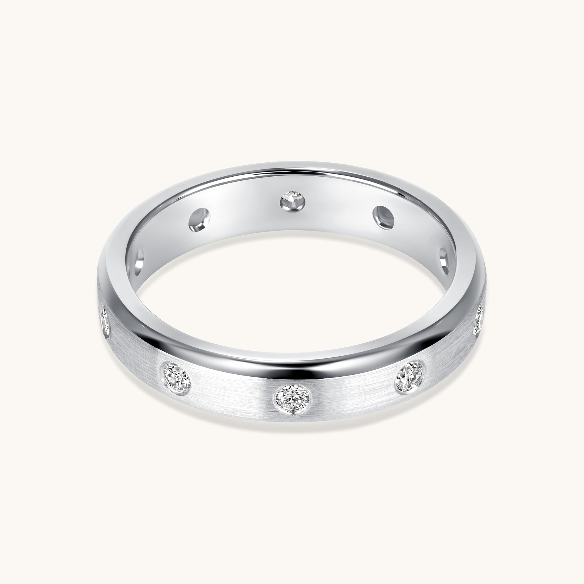 Brushed Inlay Diamond Band - Happy Jewelers Fine Jewelry Lifetime Warranty