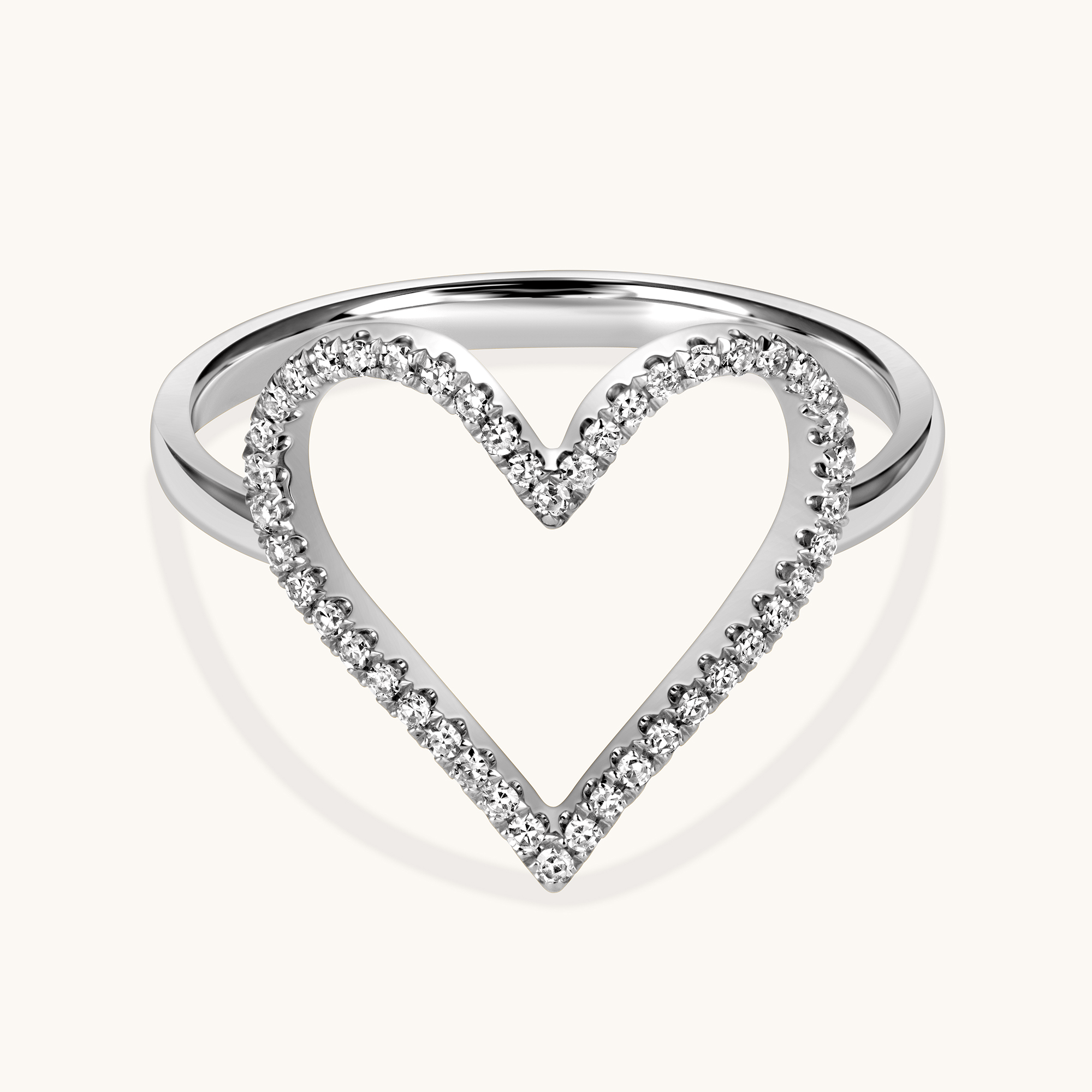 Open Heart Diamond Ring