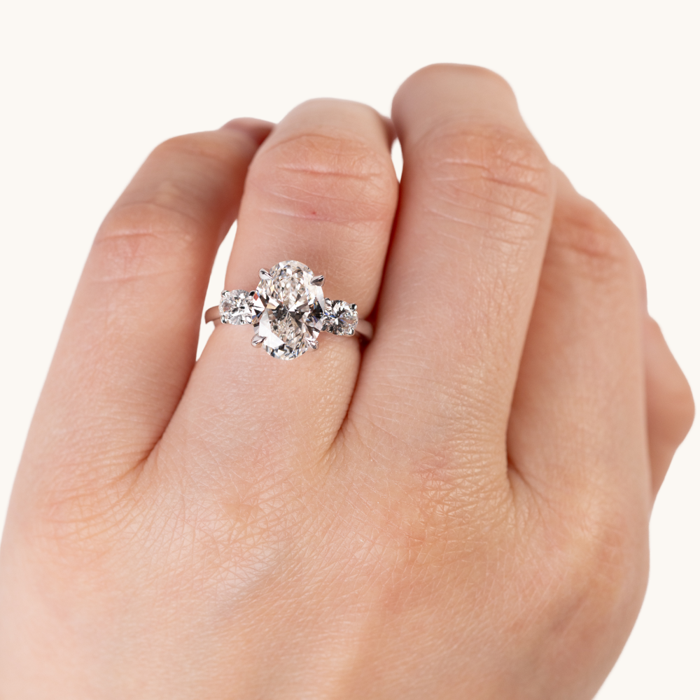 3.23 Oval Lab Diamond 3-Stone Engagement Ring - Happy Jewelers Fine Jewelry Lifetime Warranty