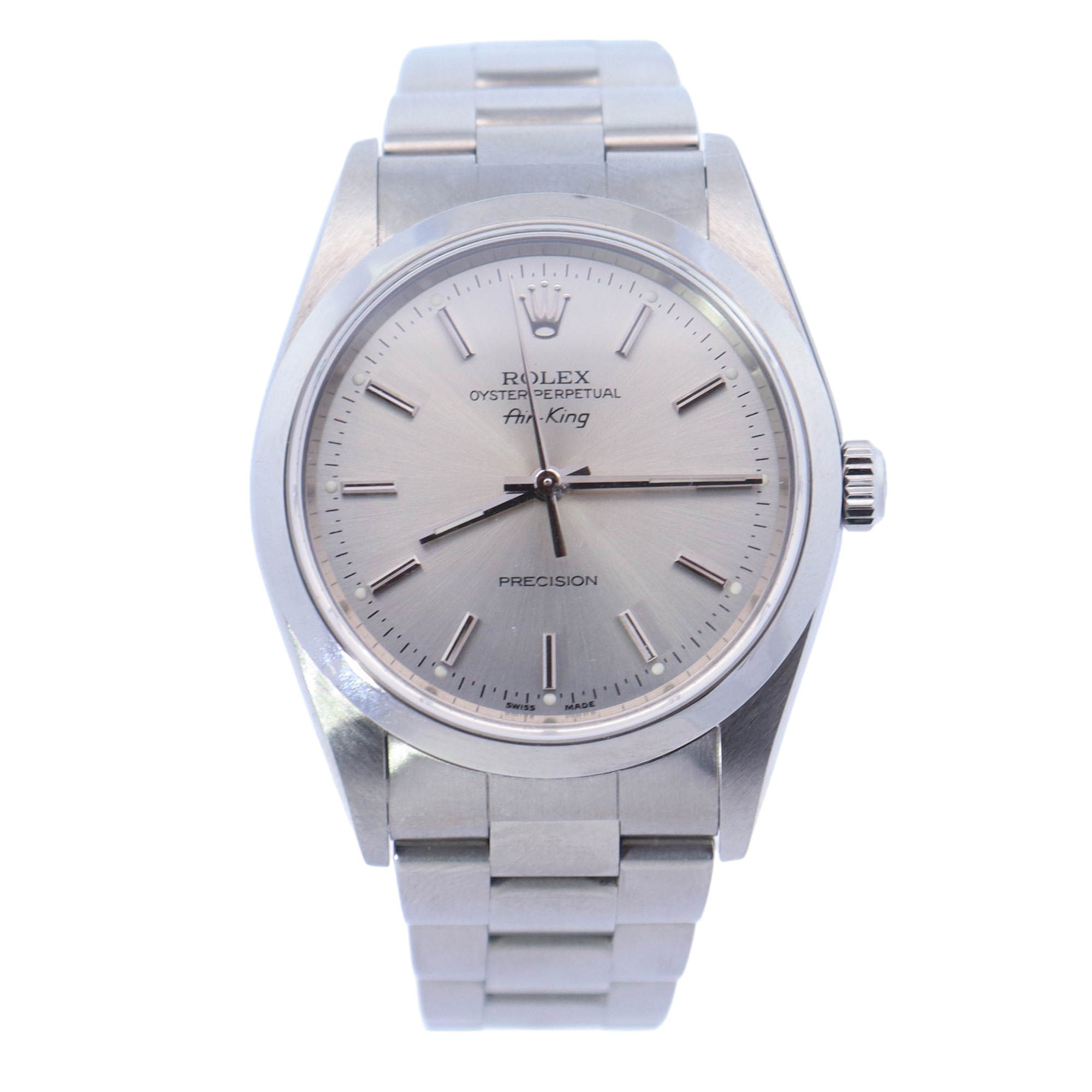 Rolex Air-King Stainless Steel 34mm Silver Stick Dial Watch Reference# 14000 - Happy Jewelers Fine Jewelry Lifetime Warranty