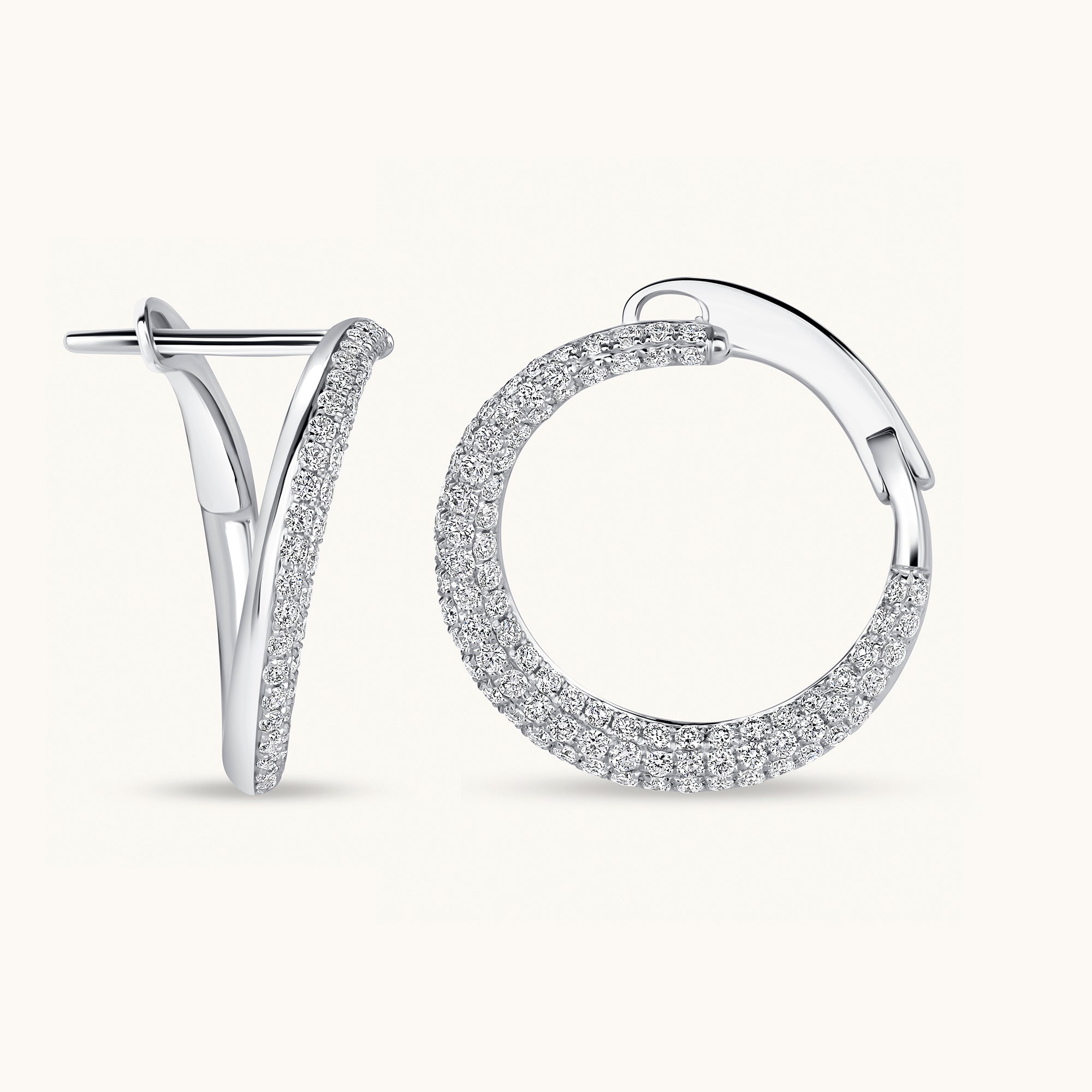 Diamond Pave Motion Hoops - Happy Jewelers Fine Jewelry Lifetime Warranty