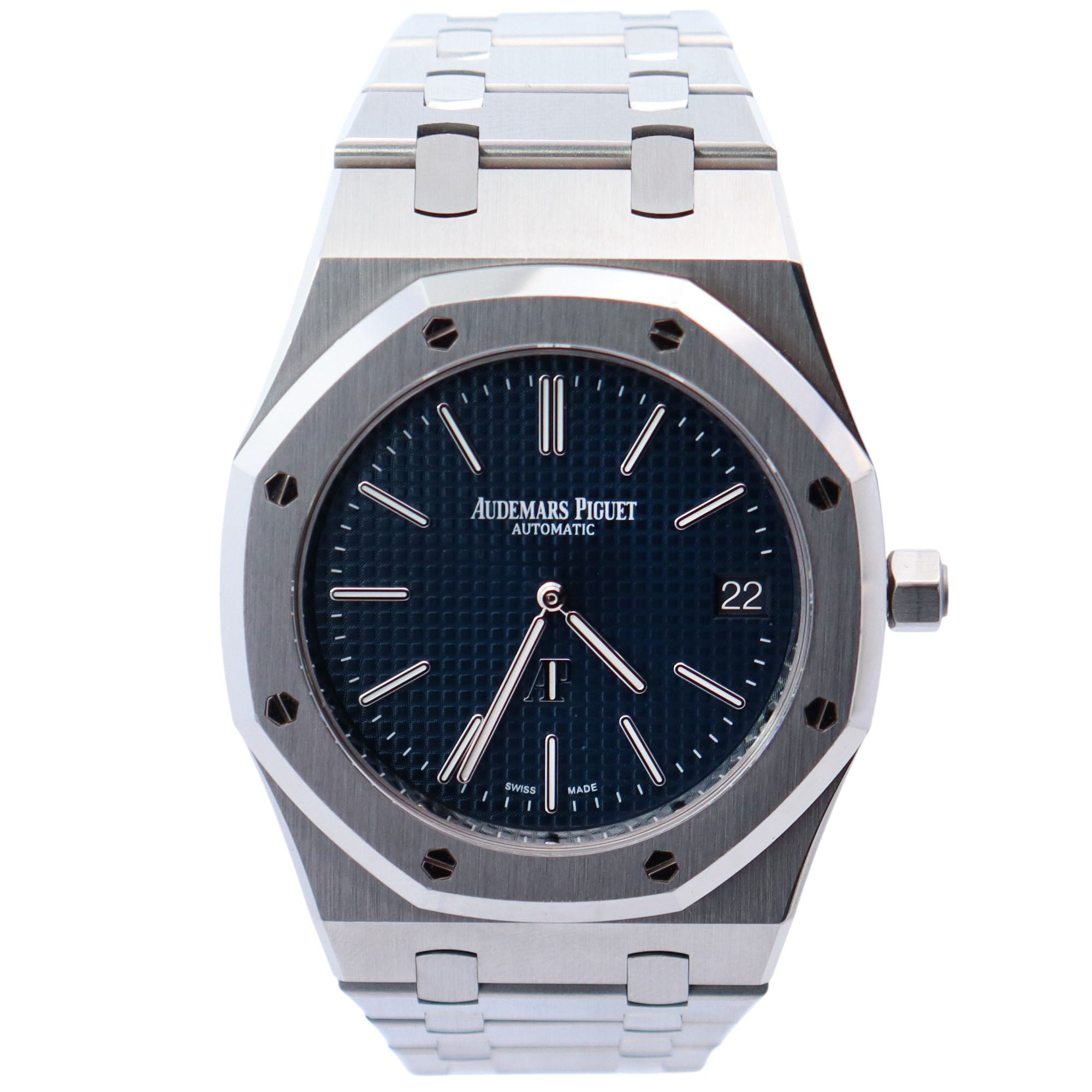 Audemars Piguet Royal Oak 39mm Blue Dial Watch Ref# 15202ST.OO.1240ST.01.A - Happy Jewelers Fine Jewelry Lifetime Warranty