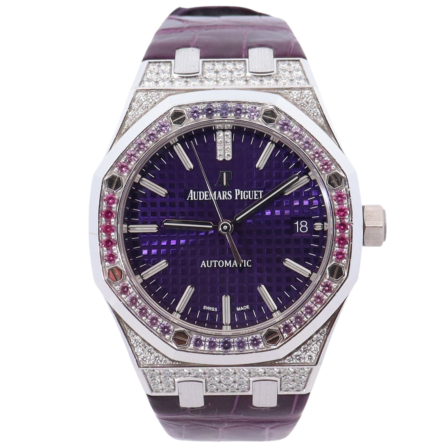 Audemars Piguet Royal Oak 37mm Purple Dial Watch Ref# 15452BC.ZY.D600CR.01 - Happy Jewelers Fine Jewelry Lifetime Warranty