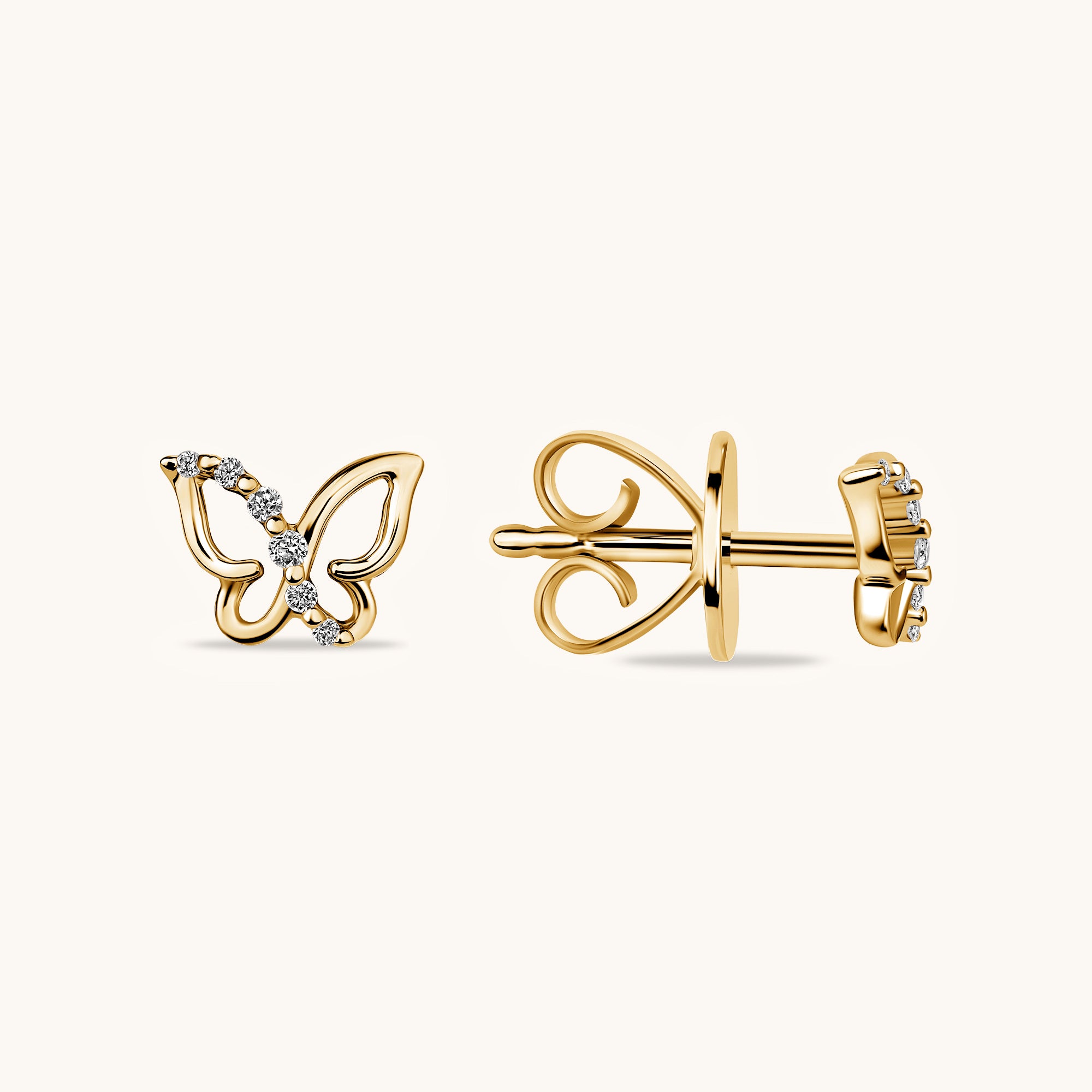 Dainty Diamond Butterfly Stud Earrings - Happy Jewelers Fine Jewelry Lifetime Warranty