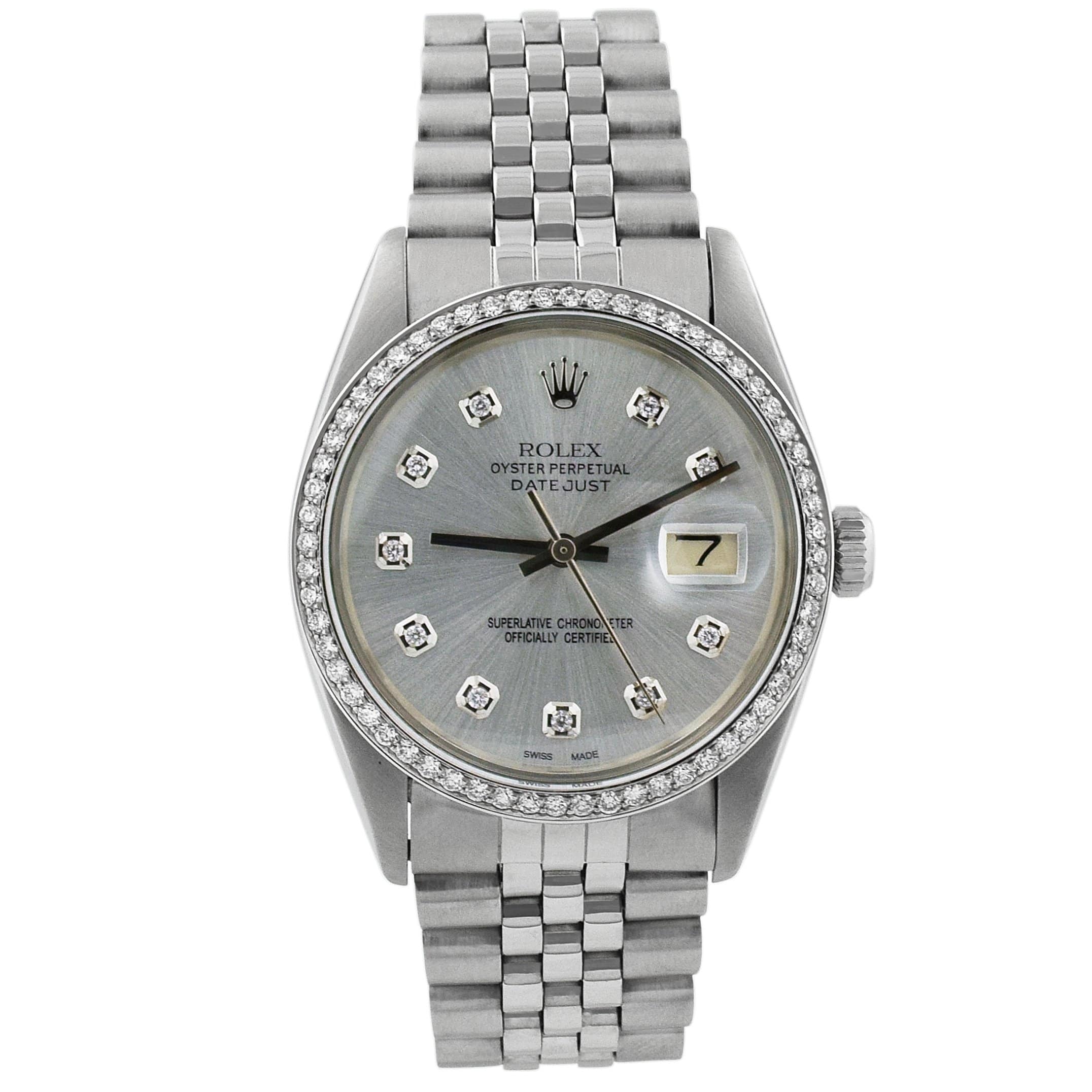 Rolex Datejust Stainless Steel 36mm Factory Diamond Dot Dial Watch Reference# 16014 - Happy Jewelers Fine Jewelry Lifetime Warranty