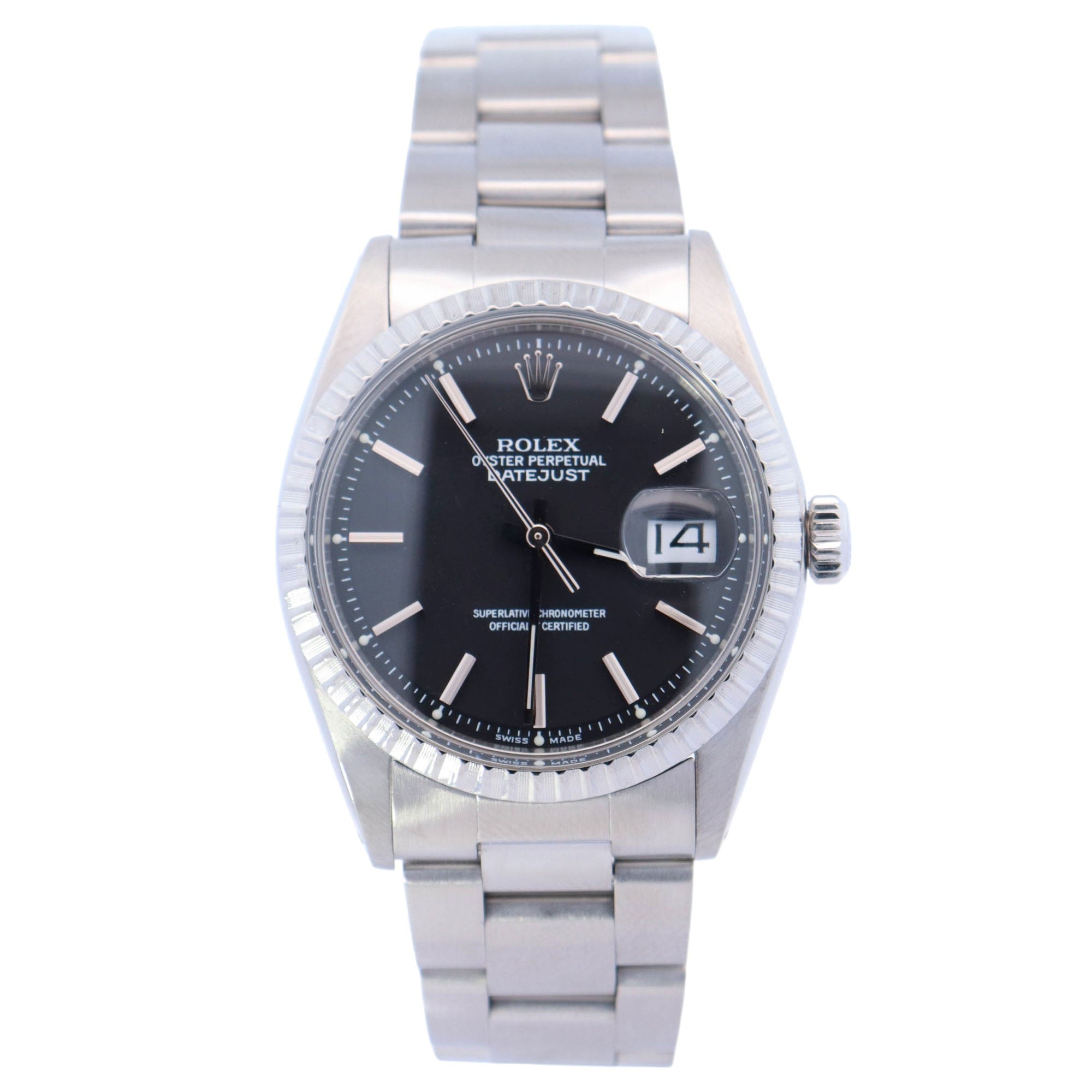 Rolex Datejust Stainless Steel 36mm Black Stick Dial Watch Reference# 1603 - Happy Jewelers Fine Jewelry Lifetime Warranty