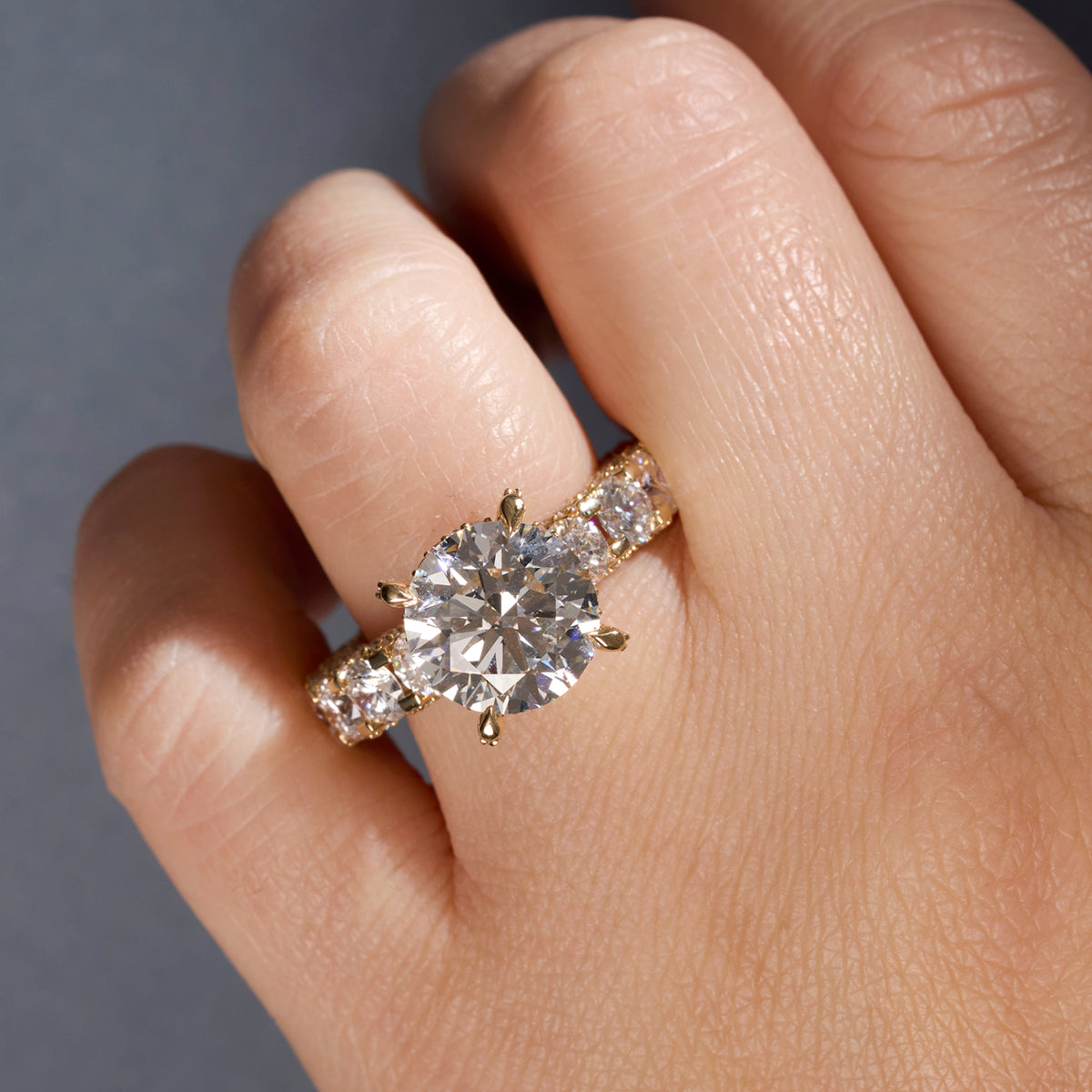 5.07 Round Lab Diamond Engagement Ring with Lab Diamond Eternity Band