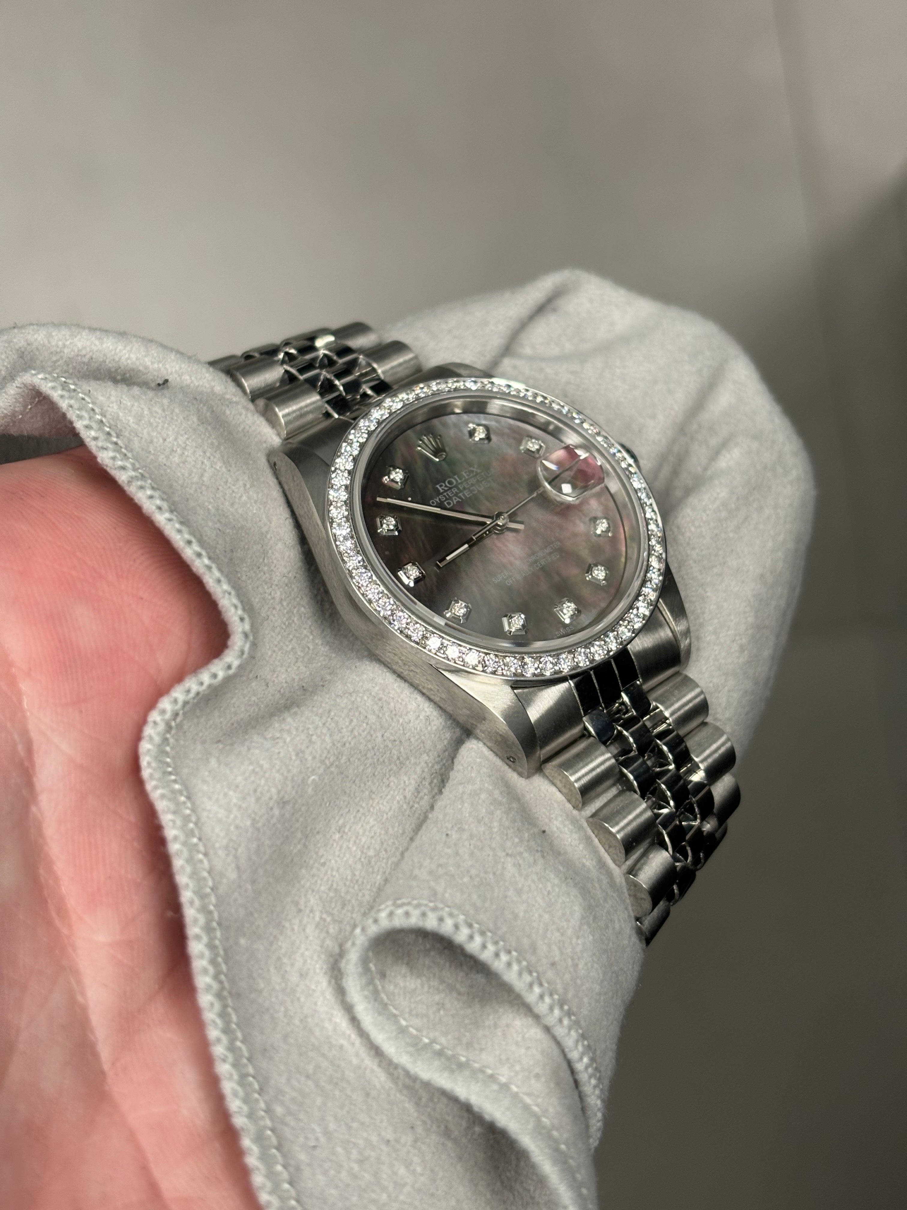 Rolex Datejust 36mm Dark MOP Dial Watch Ref# 16220 - Happy Jewelers Fine Jewelry Lifetime Warranty