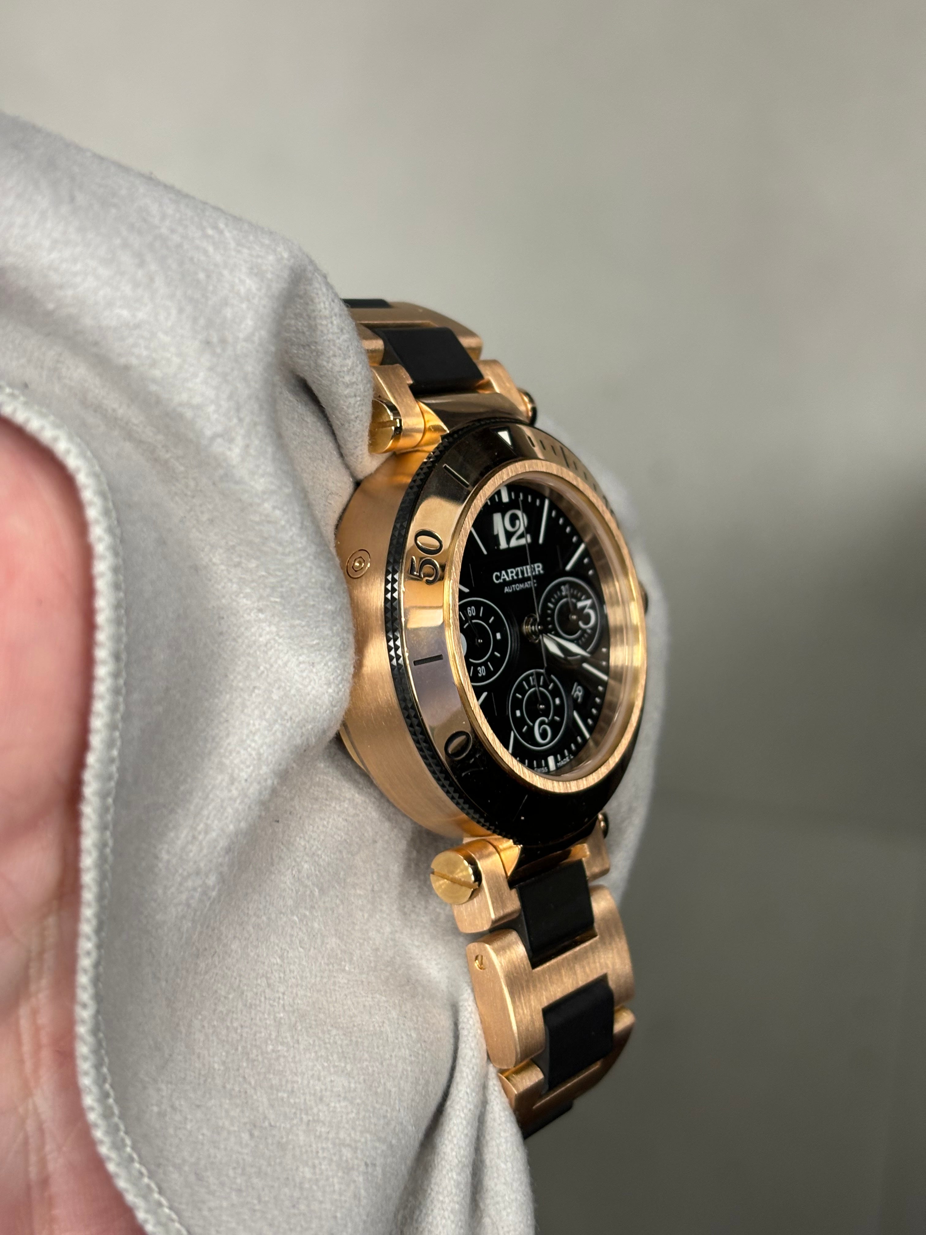 Cartier Pasha Seatimer 42.5mm Black Dial Watch Reference# W301970M - Happy Jewelers Fine Jewelry Lifetime Warranty