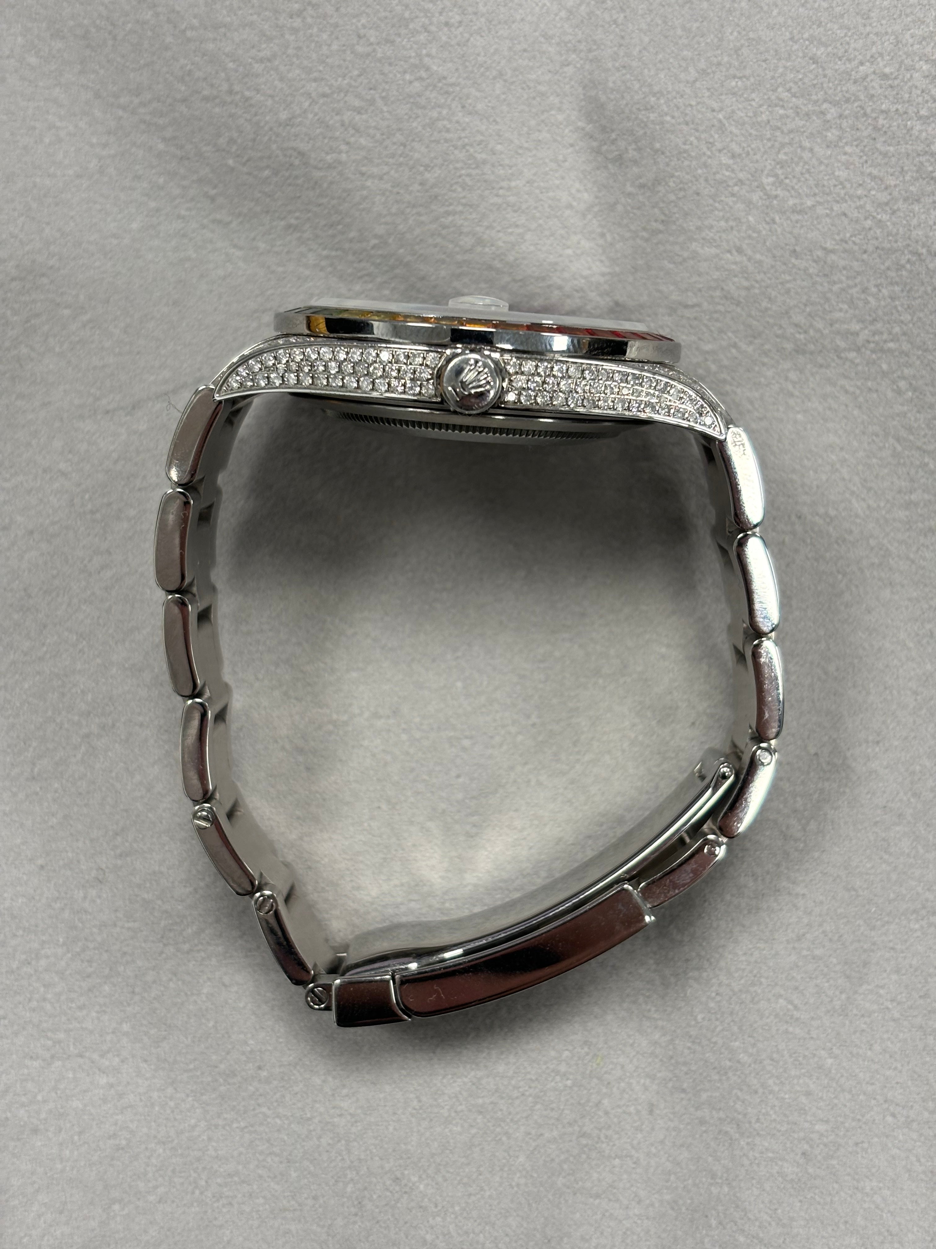 Rolex Datejust Stainless Steel 41mm Custom Iced Out Pave Rainbow Stick Dial Watch Reference# 126300 - Happy Jewelers Fine Jewelry Lifetime Warranty