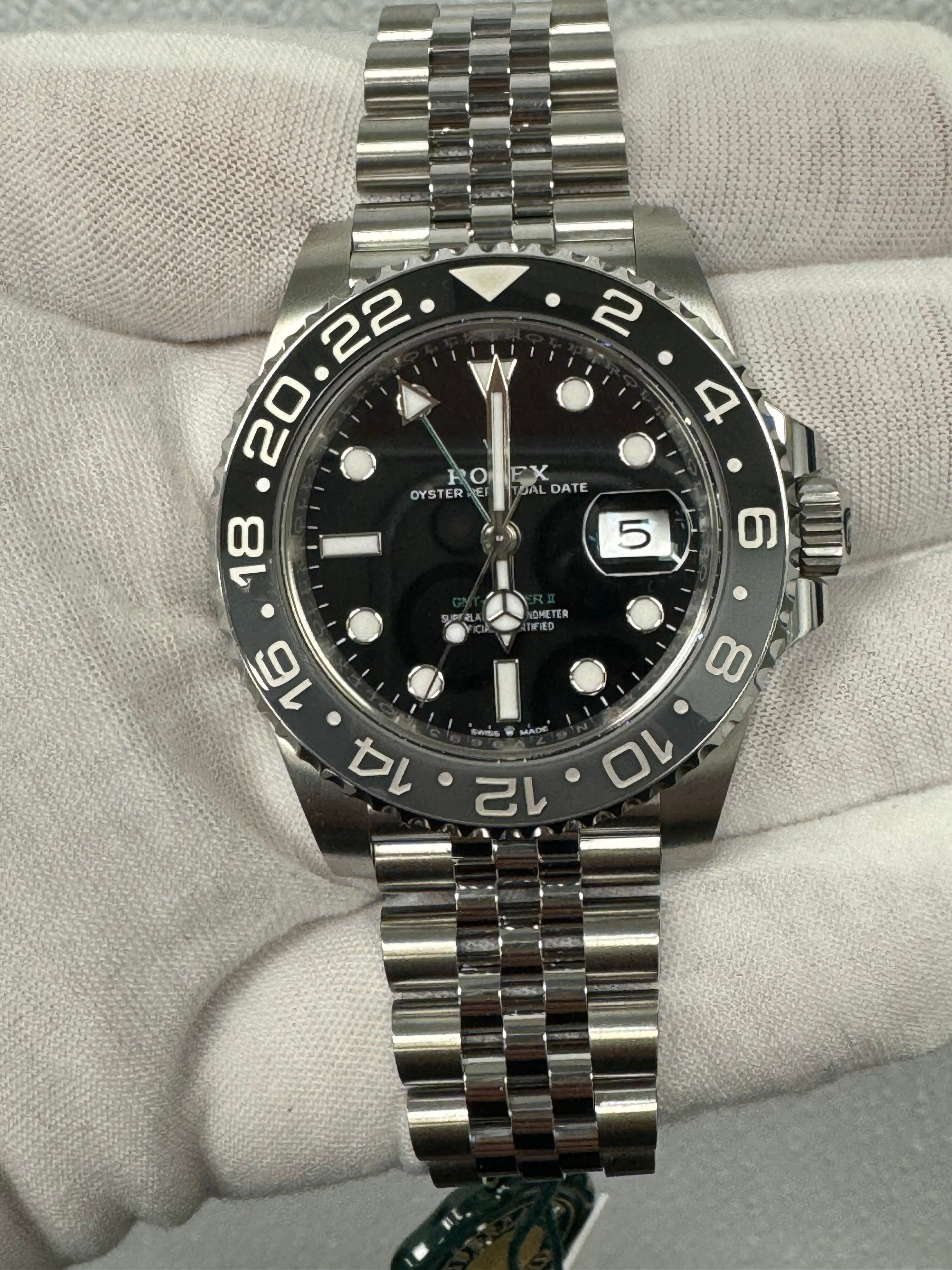 Rolex GMT Master II Stainless Steel 40mm Black Dot Dial Watch Reference #: 126710GRNR - Happy Jewelers Fine Jewelry Lifetime Warranty