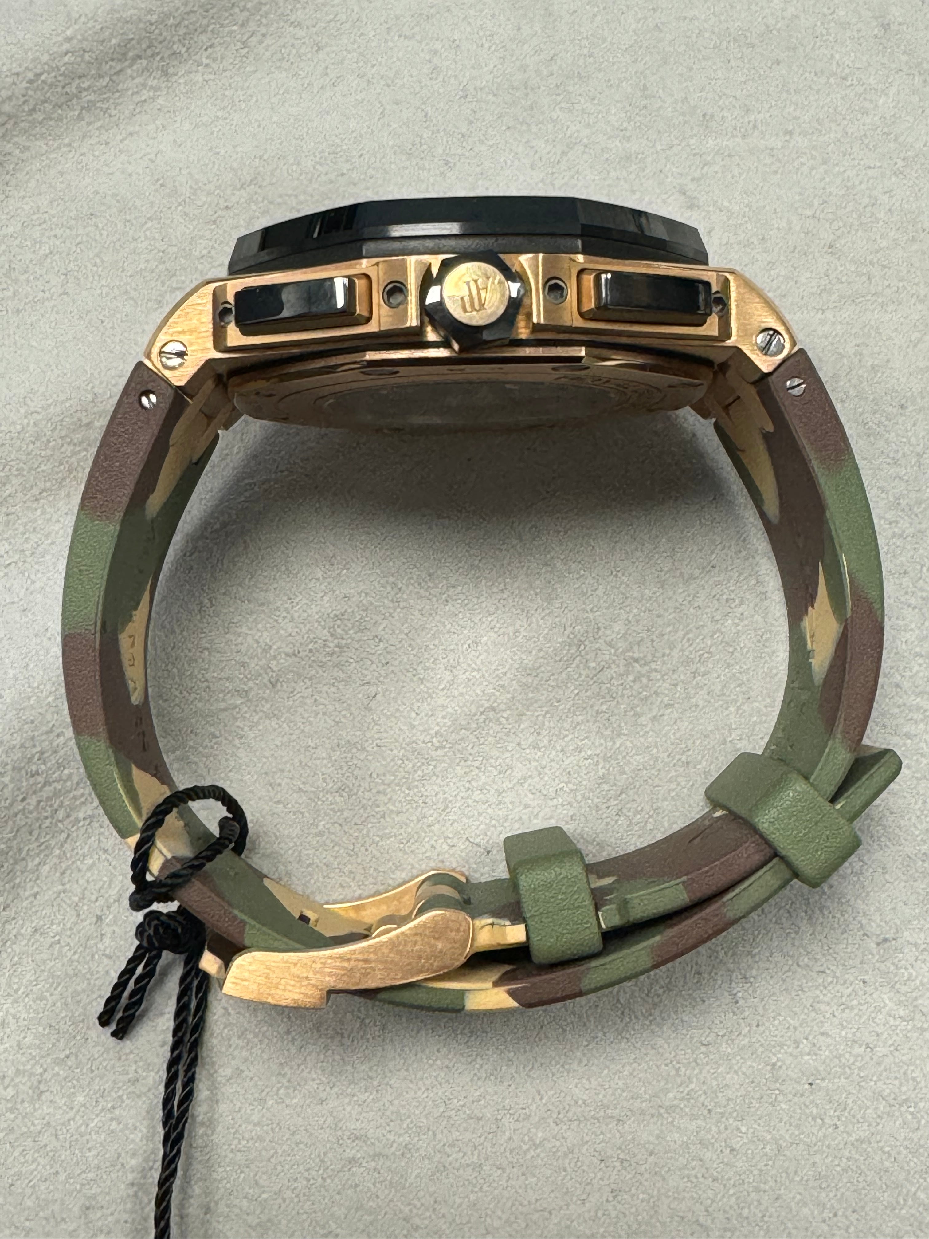 Audemars Piguet Royal Oak Offshore Rose Gold 44mm Black Chronograph Stick Dial Watch Reference #: 26401RO.OO.A002CA.02 - Happy Jewelers Fine Jewelry Lifetime Warranty