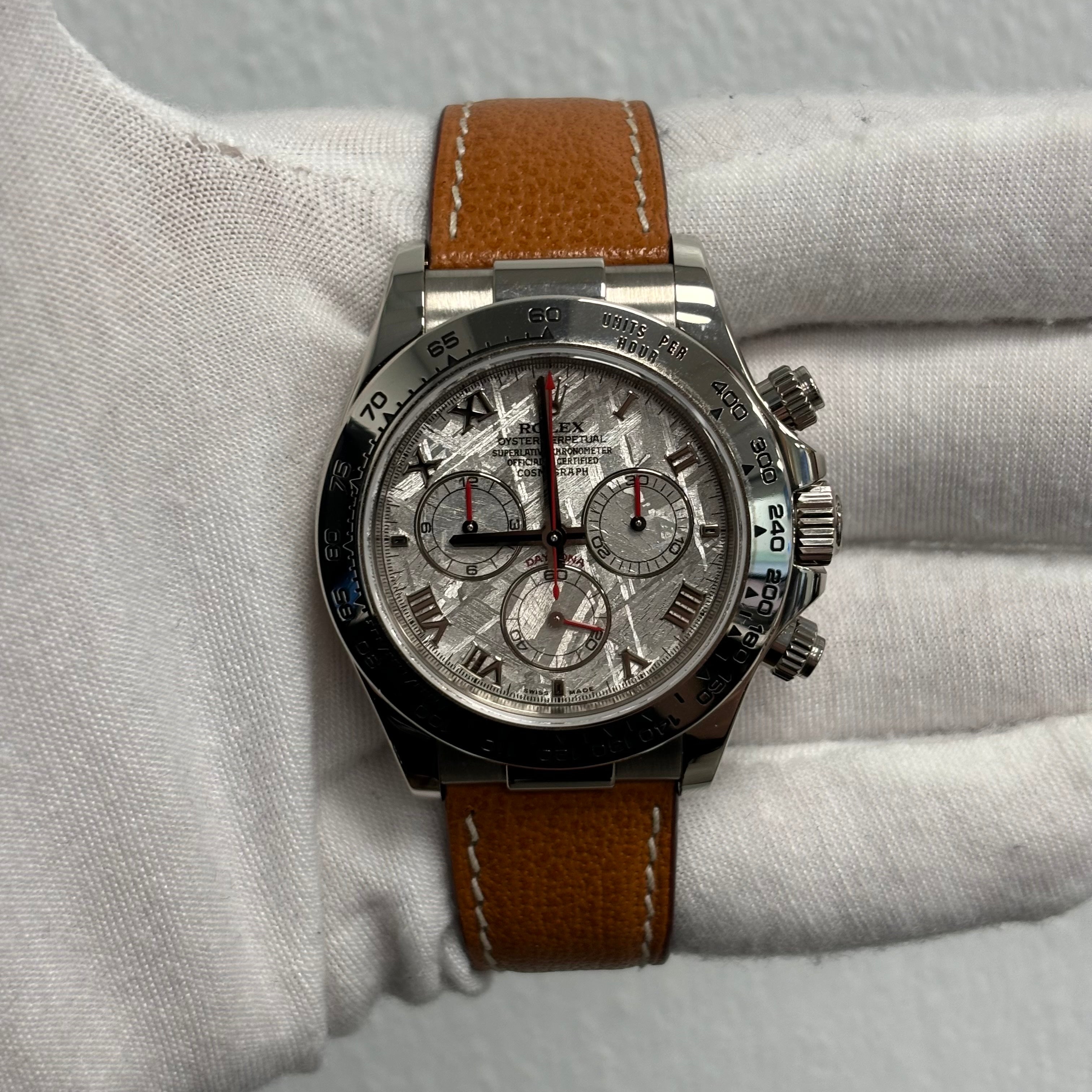Rolex Daytona White Gold 40mm Meteorite Chronograph Roman Dial Watch Reference# 116519 - Happy Jewelers Fine Jewelry Lifetime Warranty