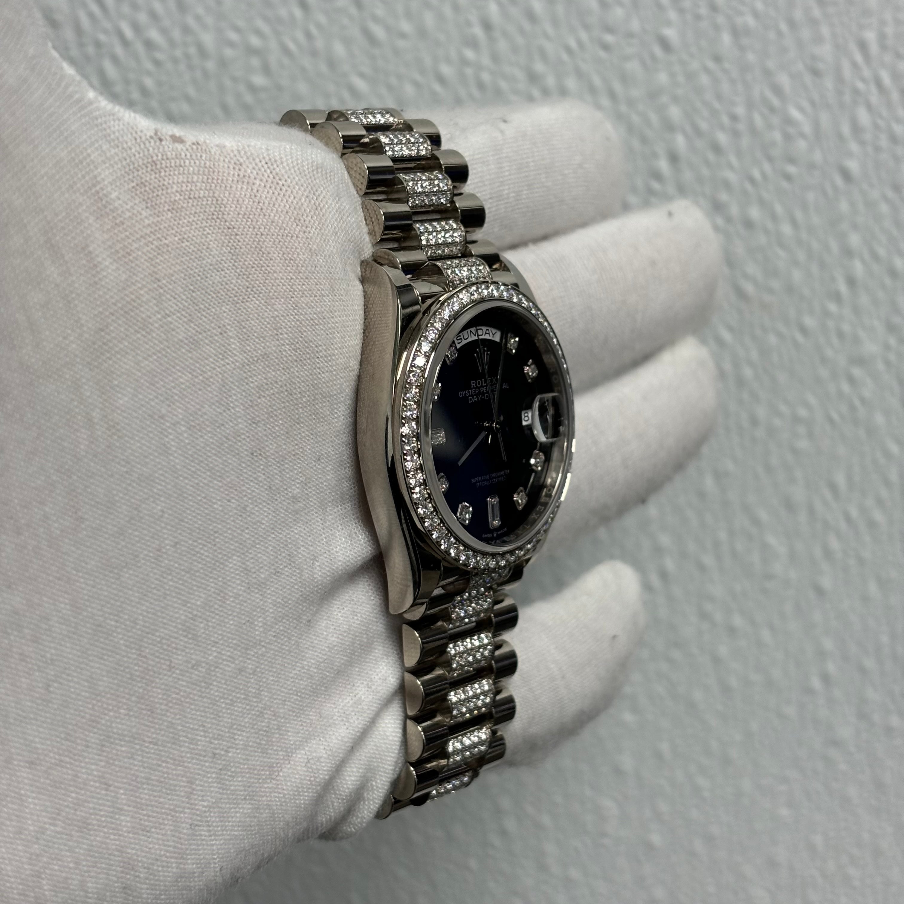 Rolex Day-Date 36mm Blue Dial Watch Ref# 128349RBR - Happy Jewelers Fine Jewelry Lifetime Warranty