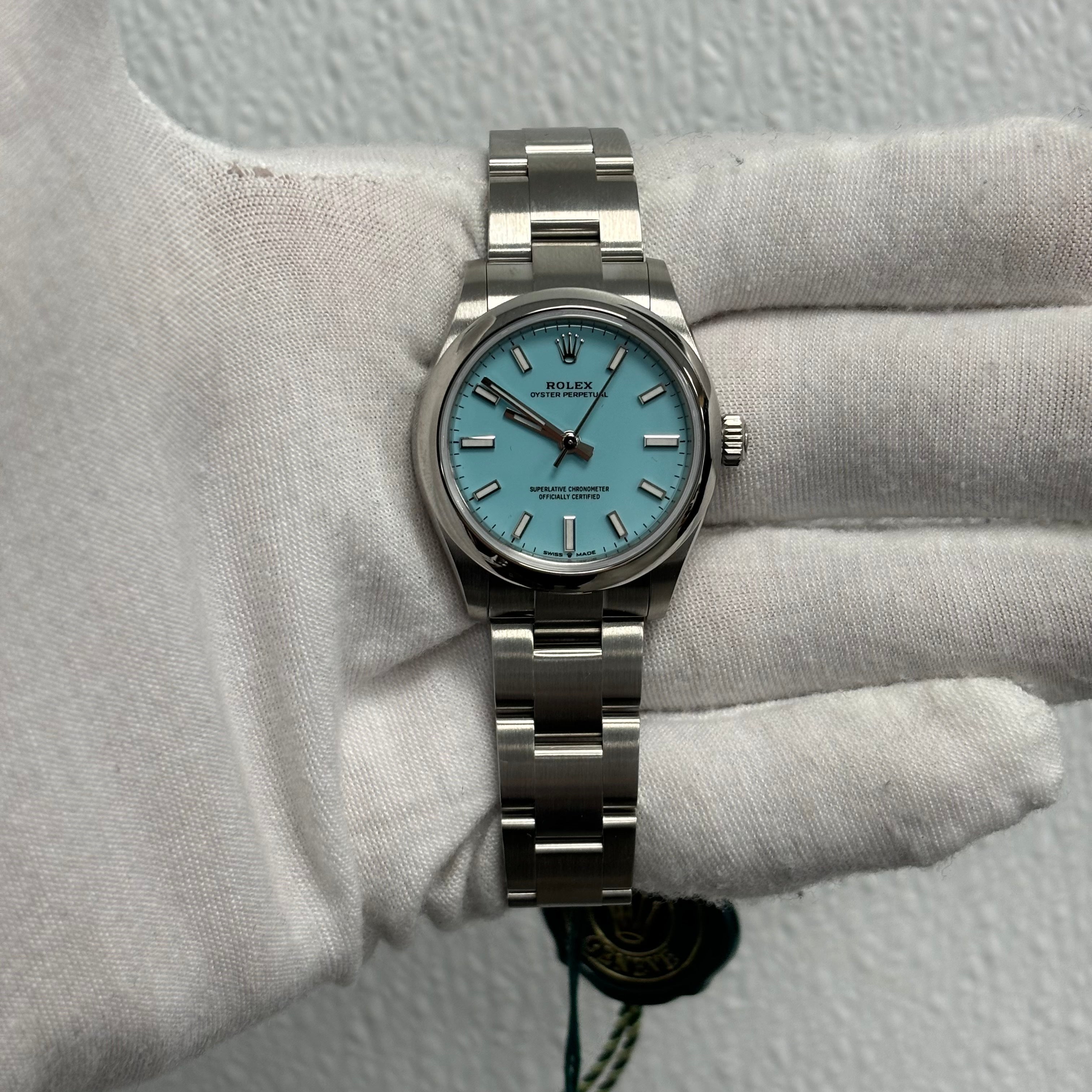 Rolex Oyster Perpetual 31mm Tiffany Dial Ref# 277200 - Happy Jewelers Fine Jewelry Lifetime Warranty