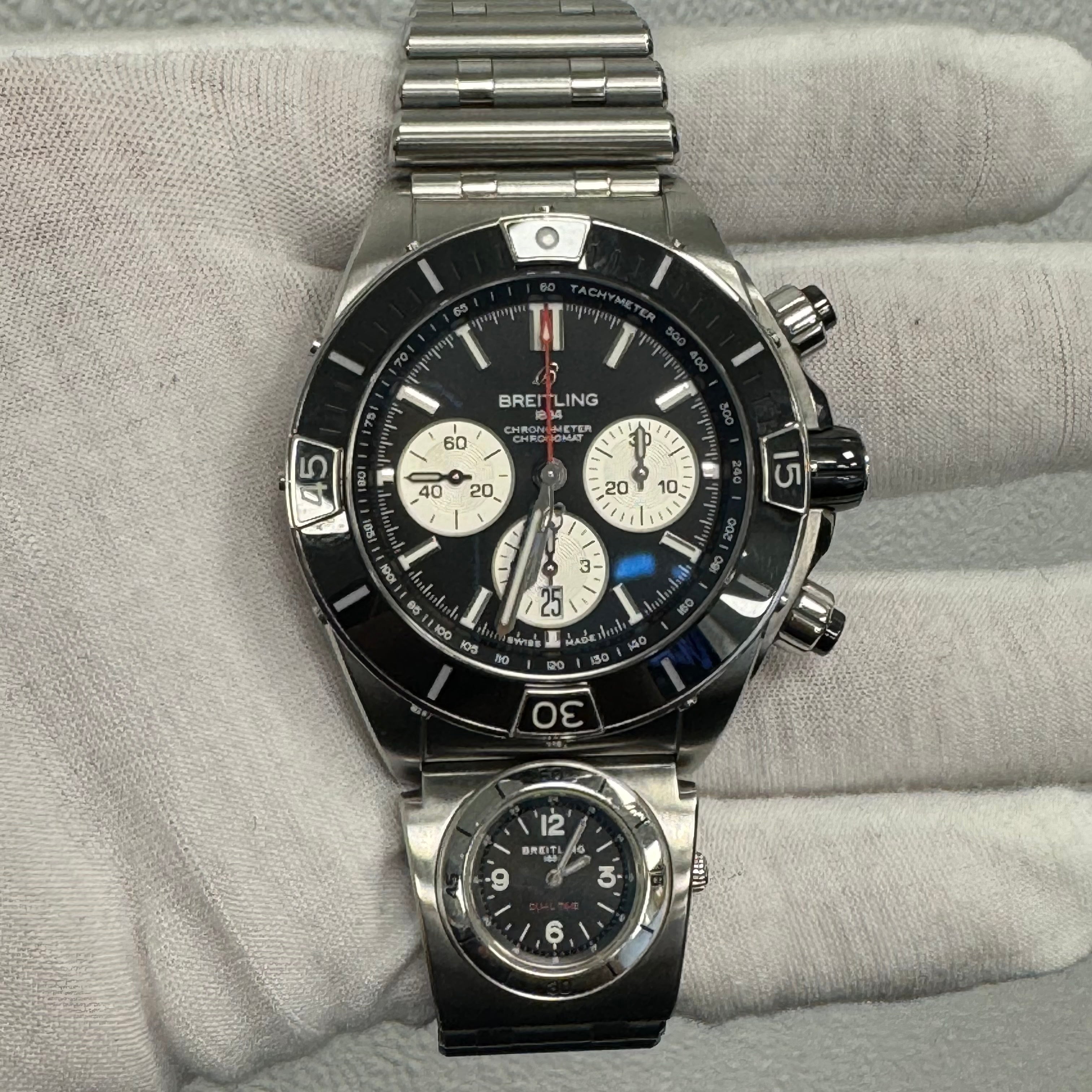 Breitling Super Chronomat 44mm Black Dial Watch Ref# AB0136 - Happy Jewelers Fine Jewelry Lifetime Warranty