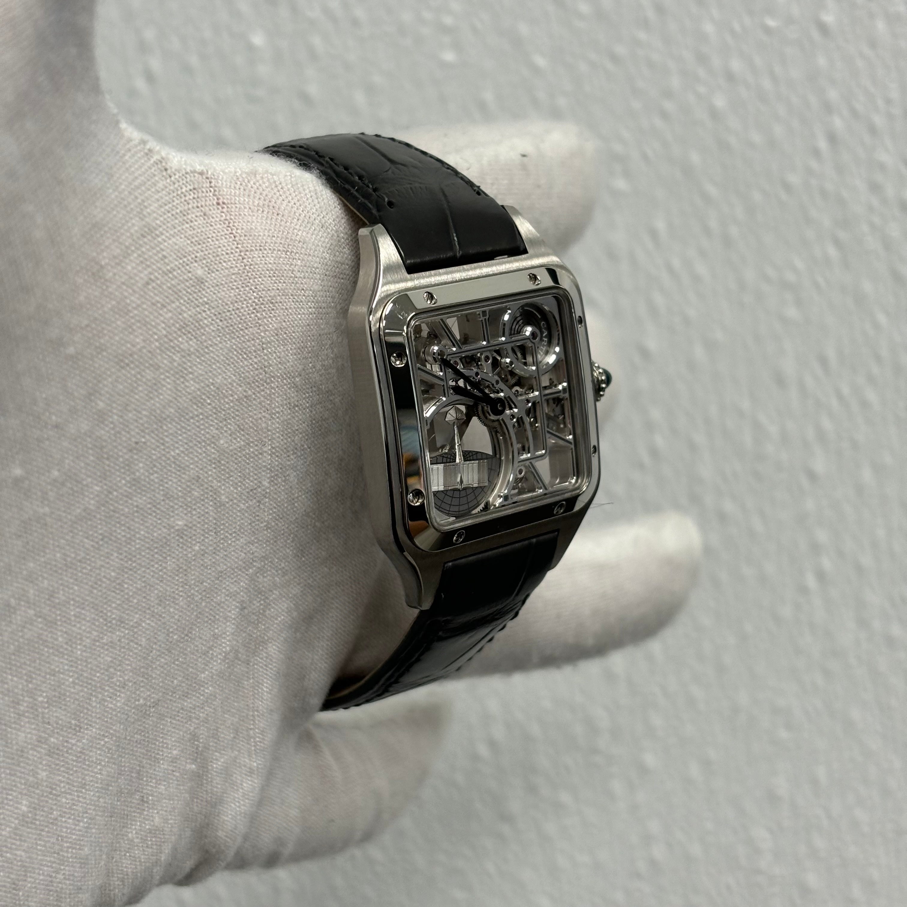 Cartier Santos 31mm Skeleton Dial Watch Ref# WHSA0032 - Happy Jewelers Fine Jewelry Lifetime Warranty