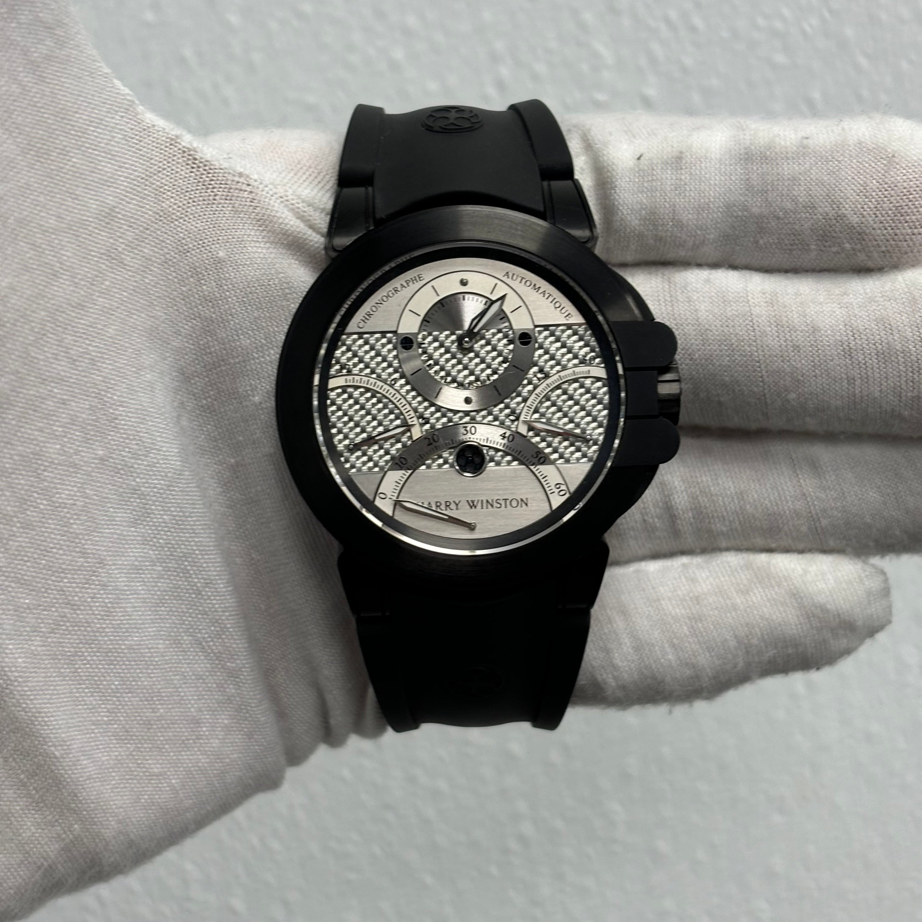 Harry Winston Ocean 44mm Black Dial Watch Ref# OCEACT44ZZ007 - Happy Jewelers Fine Jewelry Lifetime Warranty