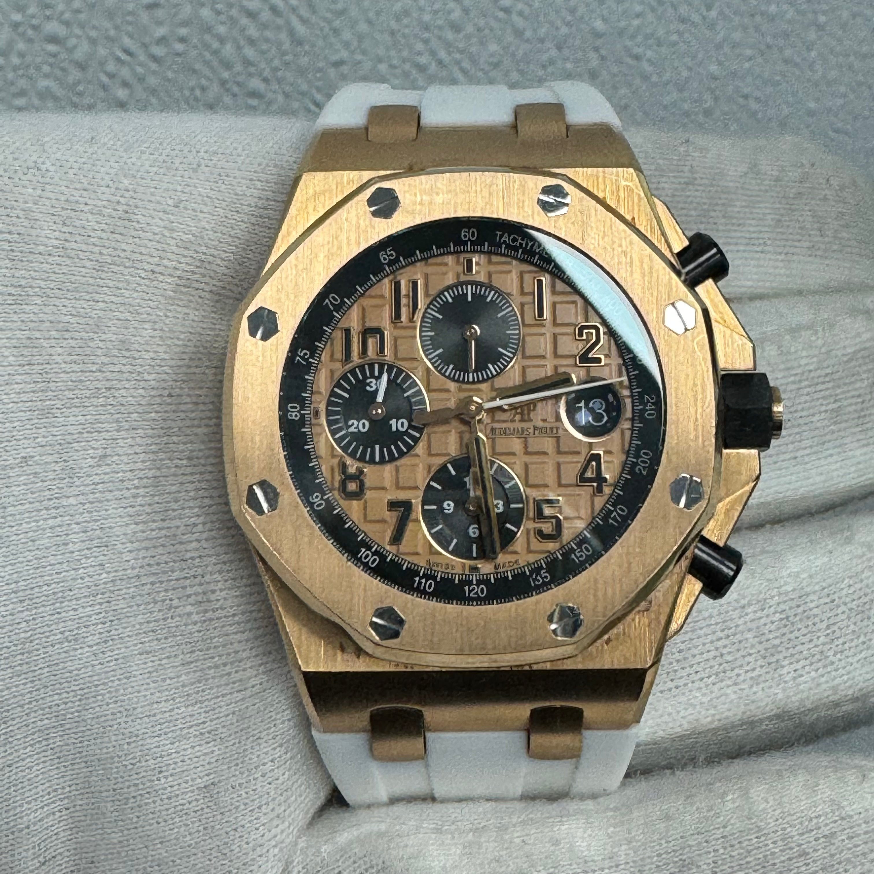 Audemars Piguet Royal Oak Offshore 42mm Rose Dial Watch Ref# 26470OR.OO.A002CR.01 - Happy Jewelers Fine Jewelry Lifetime Warranty