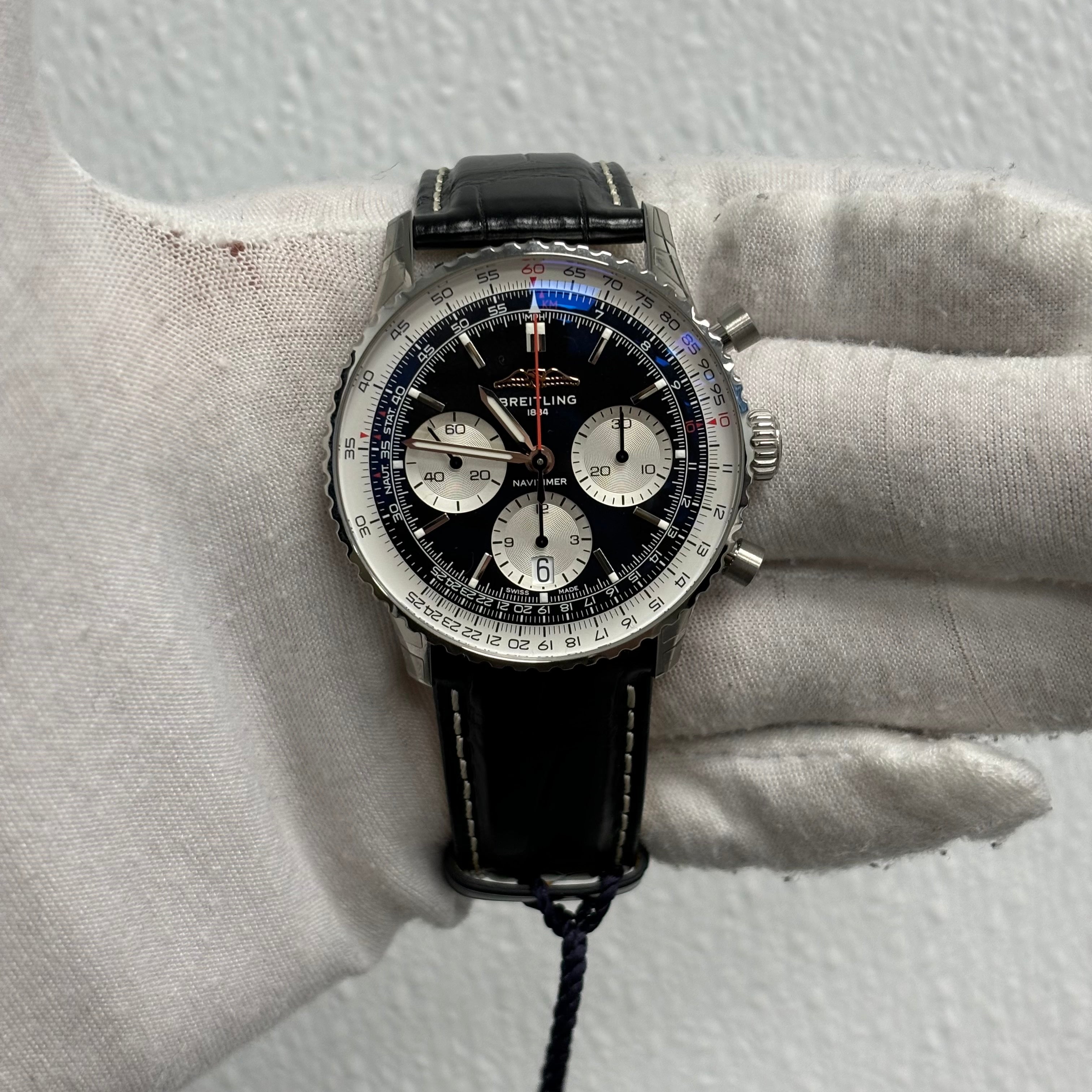 Breitling Navitimer 41mm Black Dial Watch Ref# AB0139 - Happy Jewelers Fine Jewelry Lifetime Warranty